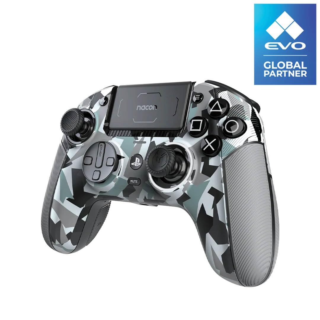 Nacon Revolution 5 Pro Officially Licensed PlayStation Wireless Gaming Controller for PS5 / PS4 / PC - Hall Effect, Trigger Stops, Mappable Buttons, Bluetooth Audio - Arctic Camo