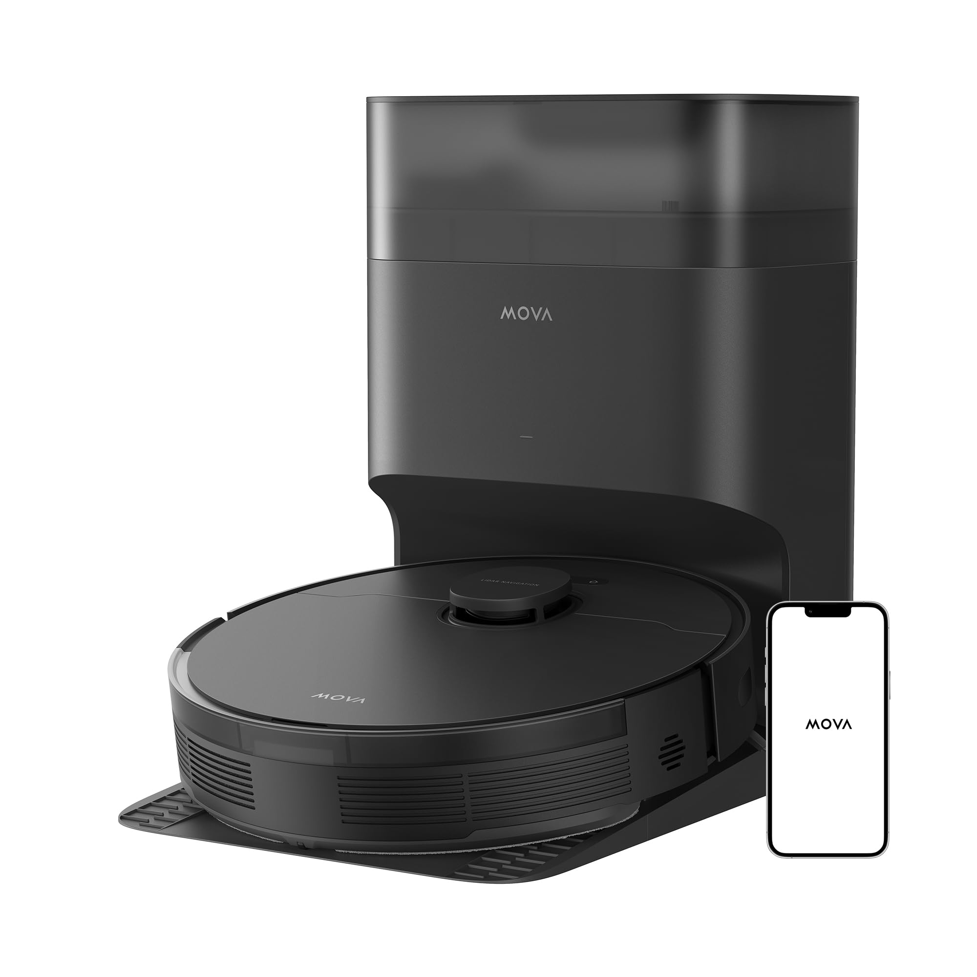 Mova S10 Plus Robot Vacuum with Self-Empty Dock, 7000Pa Suction, Liftable Brush, Hands-Free Cleaning for up to 90 Days with 4L Dust Bag, PreciSense LiDAR Navigation, App & Voice Control