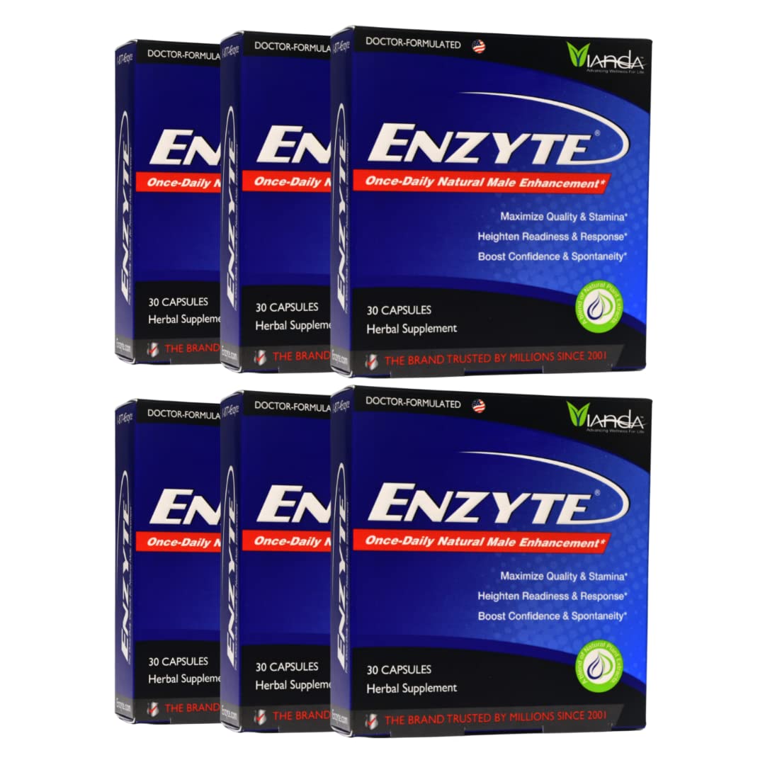 Enzyte® Natural Male Enhancement Supplement for Quality and Stamina with Asian Ginseng, Ginkgo Biloba, Grape Seed Extract, Horny Goat Weed - 180 Capsules