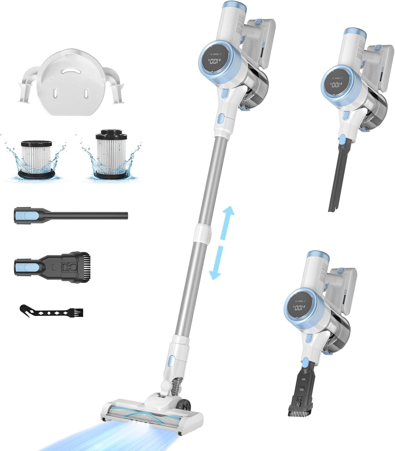ENCHE Cordless Vacuum Cleaner, 35Kpa Stick Vacuums Cleaners for Home, Pet Hair, Max 45 Mins, Anti-Tangle Vacuum Cleaner for Hard Floor Carpet,6-in-1 Lightweight Self-Standing