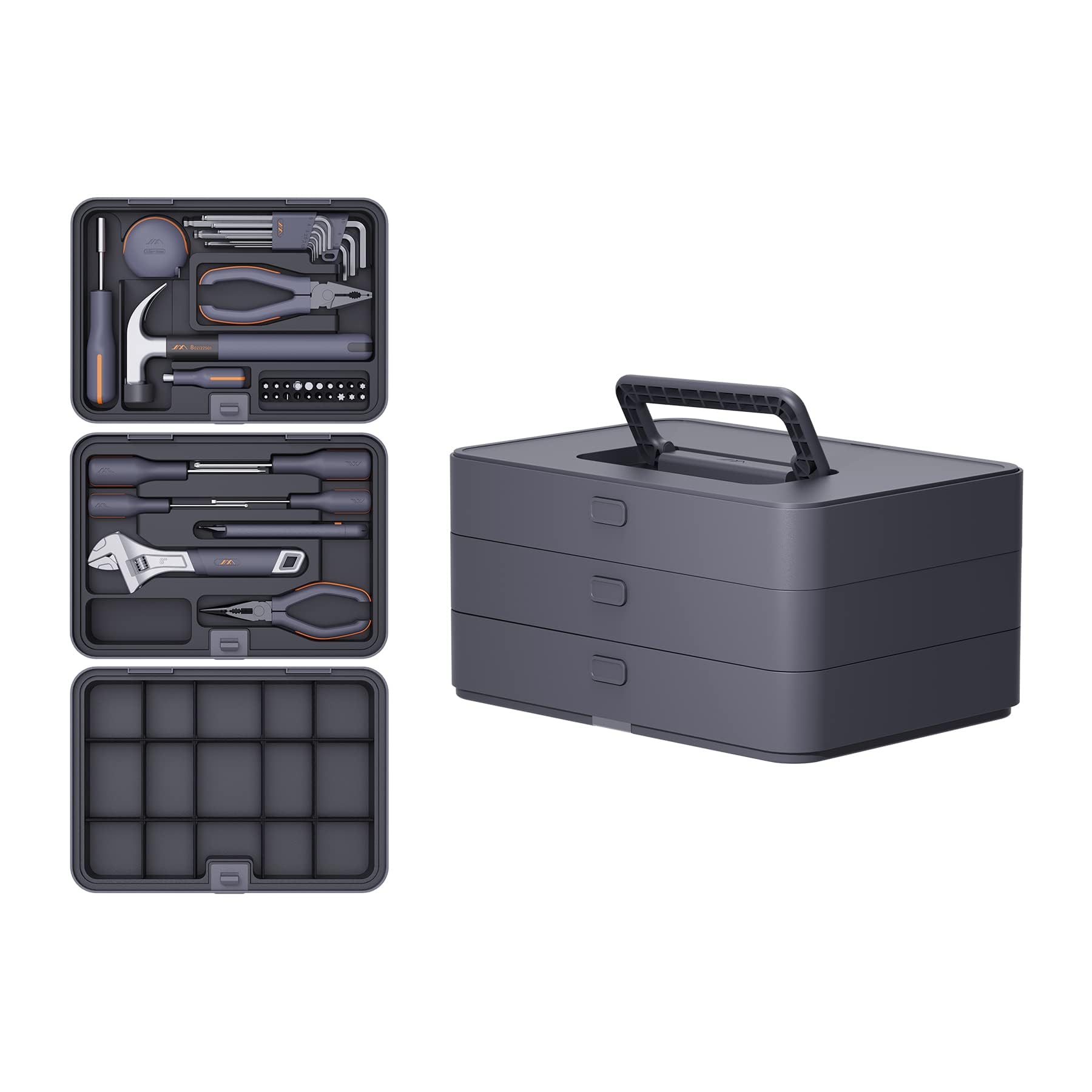 JIMIHOME Home Repair Tool Kit Set of 67 Pieces X Tray Set-ABD Hand Tools General Household Maintenance Mechanics Auto Repairing Basic Combo Kit Hand Tool Set