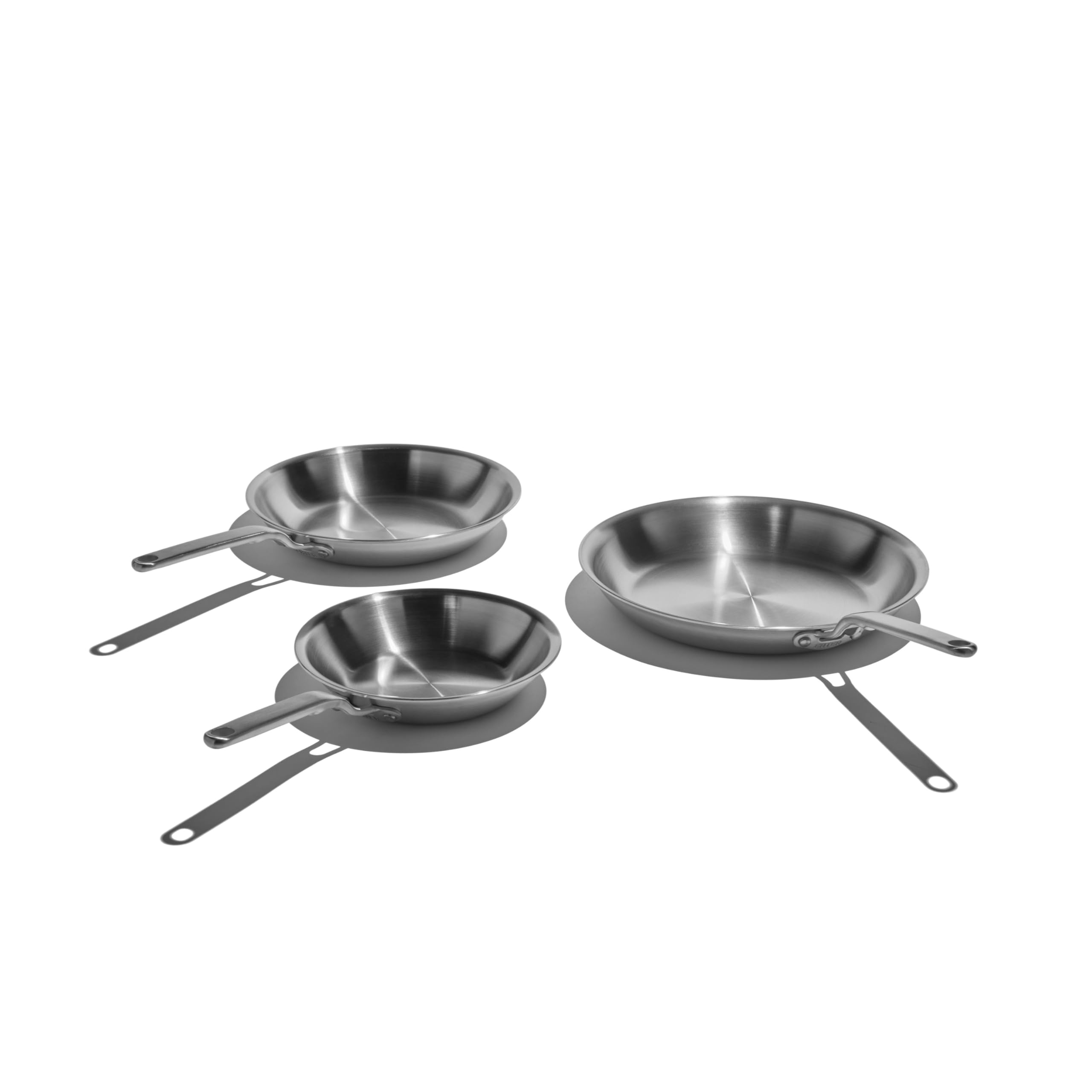 Heritage Steel x Eater 3 Piece Fry Pan Set | Made in USA | 5-Ply Fully Clad Stainless Steel Pan | Stay Cool Handle Design | Induction Ready & Non-Toxic Pan