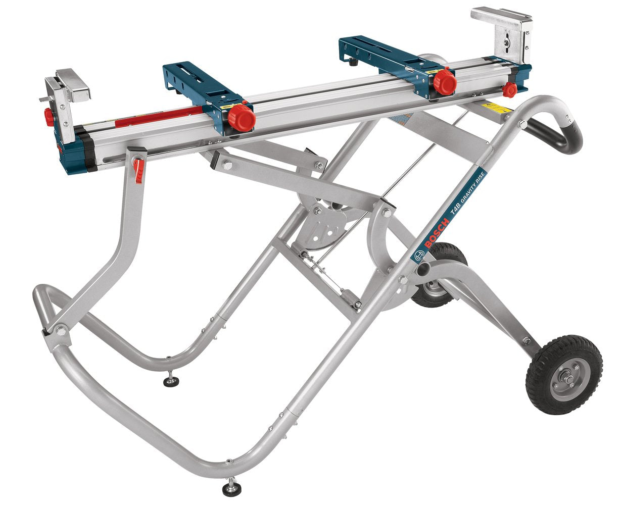 BOSCH T4B Portable Gravity-Rise Miter Saw Stand with Wheels, 18' Material Capacity