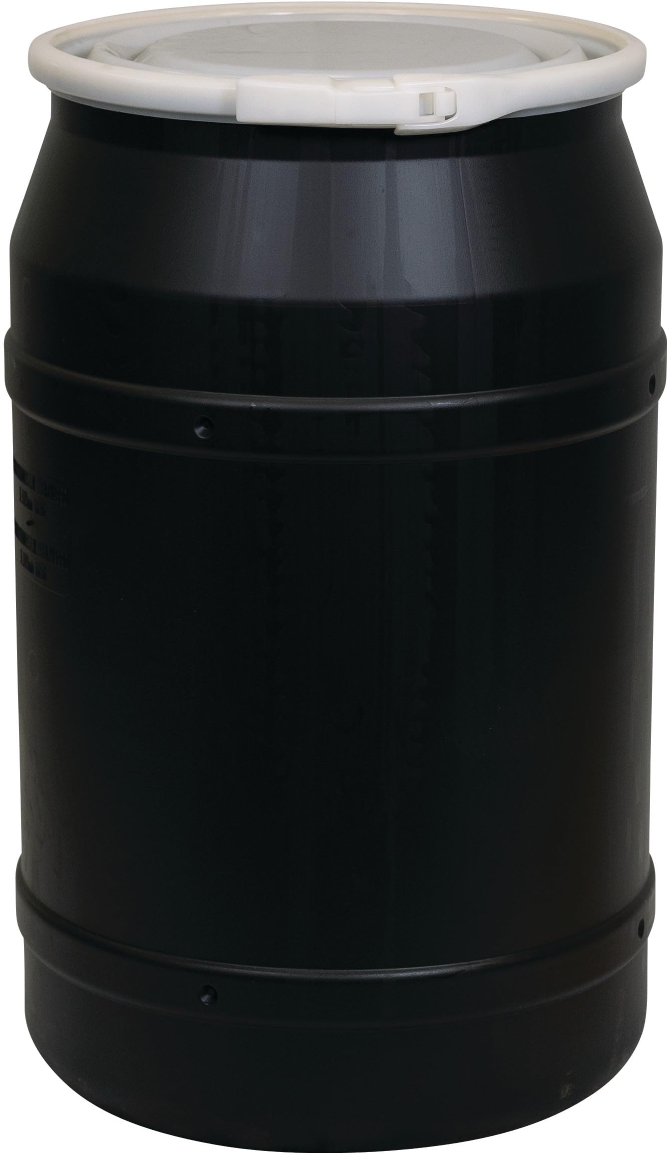 Eagle 55 Gallon Plastic Drum with Lid, Plastic Lever-Lock, 36.4"x22.5", Open Head Lab Pack Drum Made of Durable, Lightweight HDPE, Withstands Weather and Chemicals, Made in USA, Black, 1656BLK