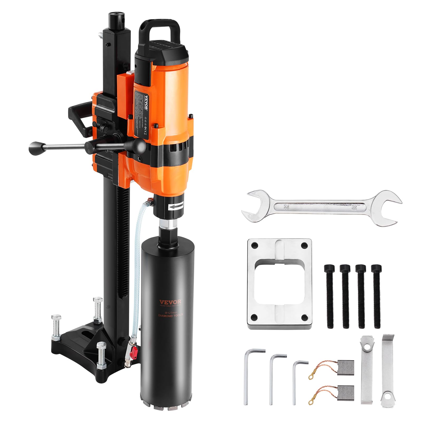VEVOR Core Drill Machine, 0.8-11.8in Drilling Diameter Diamond Core Drill Rig with Stand and Core Drill Bit, 3500W Rugged Concrete Core Drill, Wet and Dry Use, For Concrete, Brick, Marble