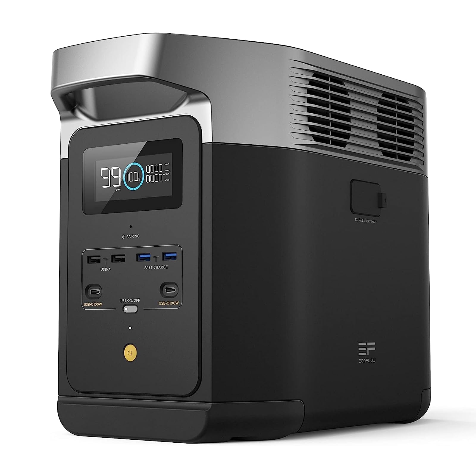 EF ECOFLOW Portable Power Station DELTA 2, 1024Wh LiFePO4 (LFP) Battery, 1800W AC/100W USB-C Output, Solar Generator(Solar Panel Optional) for Home Backup Power, Camping & RVs