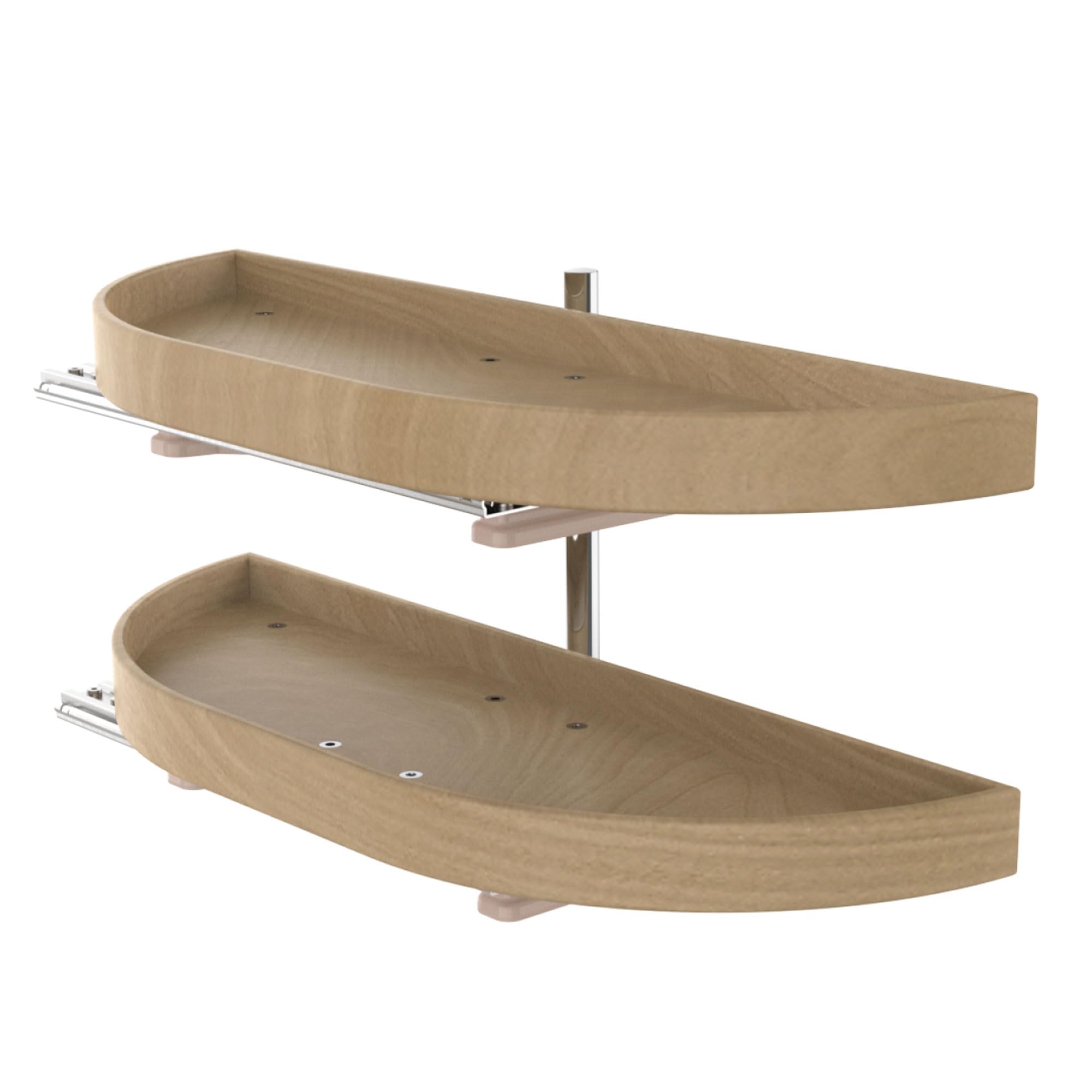 Rev-A-Shelf 32" Dual Shelf Half Moon Lazy Susan Organizer for Blind Corner Kitchen Cabinets, Pull Out Turntable Storage Trays, Wood, 4WLS882-32-570