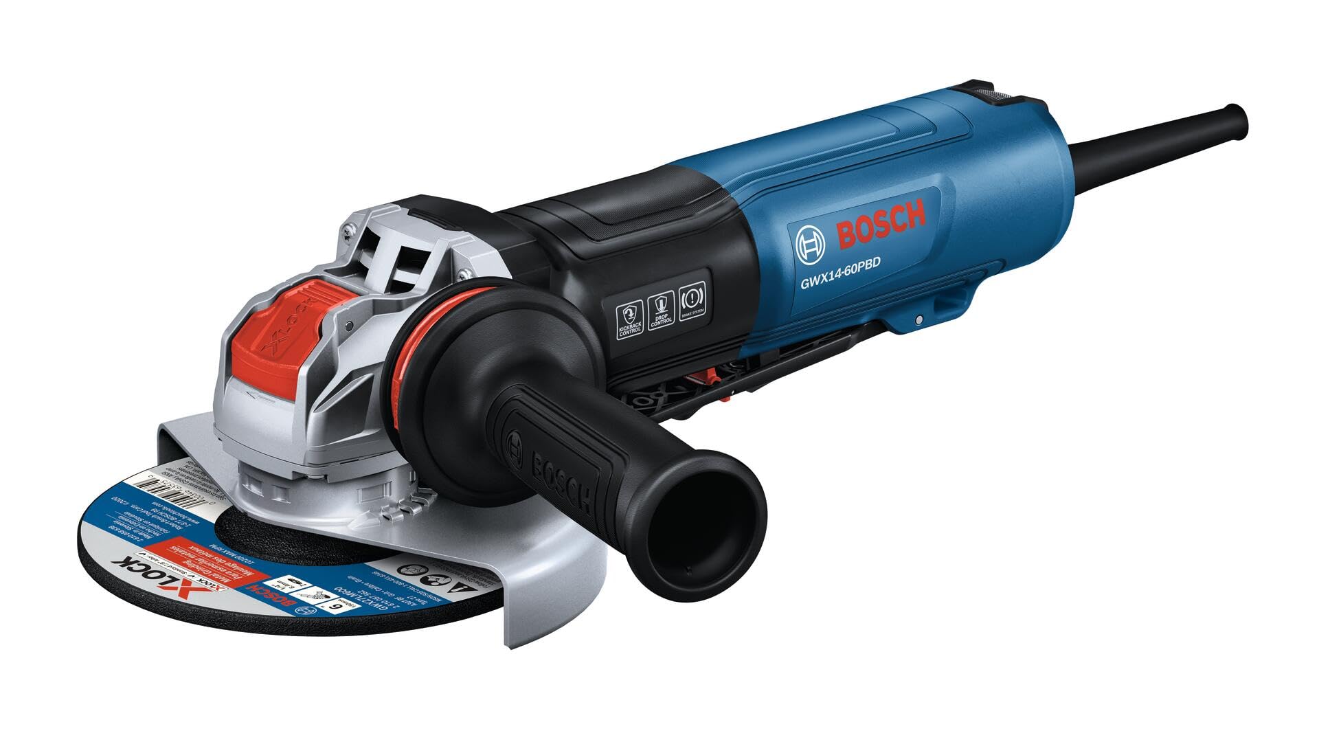 BOSCH GWX14-60PBD 6 In. X-LOCK™ Angle Grinder - 13-Amp Motor, 9,700 rpm, Lightweight Design, Paddle Switch, Brake System, Anti-Vibration Handle, KickBack Control, Overload Protection