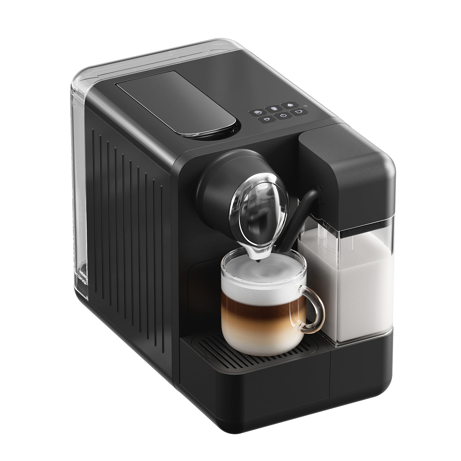 JZ.CAFE Espresso Machine with Integrated Automatic Milk Frother - Single-Serve Coffee Maker Capsule Compatible, One Touch Latte & Cappuccino, Single or Double Shot Espresso Maker