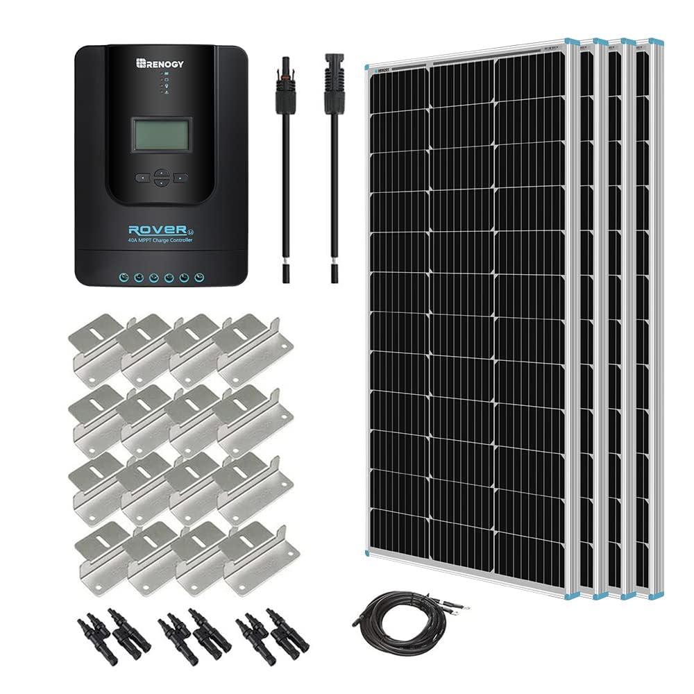 Renogy 400W 12V Monocrystalline Solar Starter Kit - 4x100W Panels, 40A MPPT Charge Controller - For RV, Marine, Off-Grid