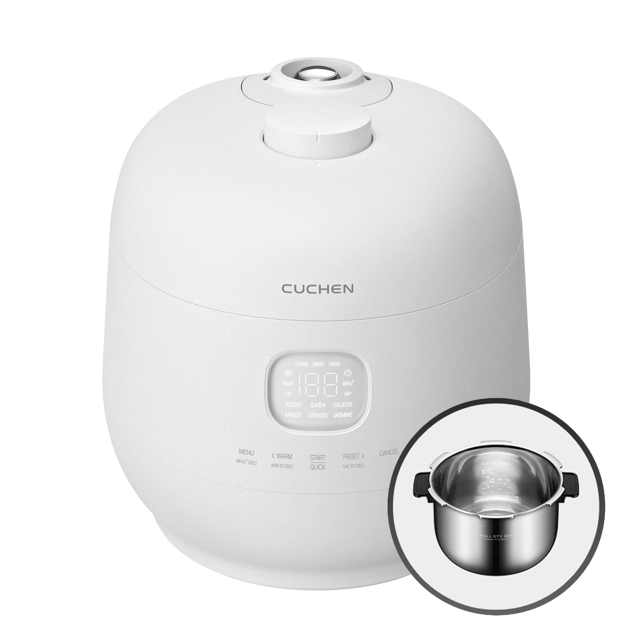 CUCHEN CRH-TWS0610PWUS | IH Induction Heating Dual Pressure Rice Cooker | 6 Person | 6-cup, 1.14Quarts (uncooked) 12-cup, 2.28Quarts (cooked) | Full Stainless Inner Pot | Automatic High/Non-Pressure | Easy Open Handle | Auto Steam Clean | Made in Korea