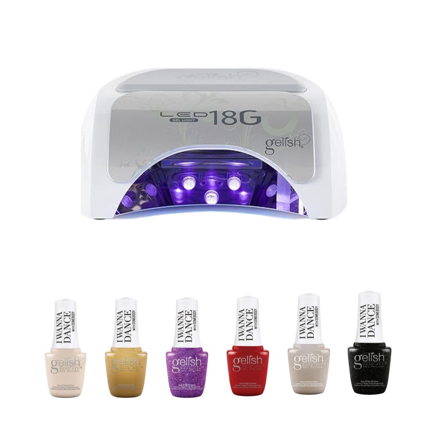 Gelish 18G Classic Light Bundles With Gel Polish, Professional Nail Kit for Home or Salon Use, Quick-Dry LED/UV Light for Long-Lasting Gel (18G Classic w/ Deep Color Tones)