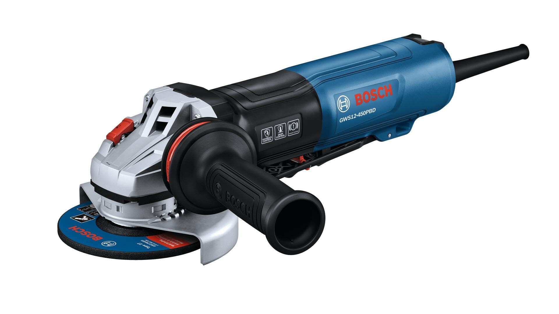BOSCH GWS12-450PBD 4 ½ In. Ergonomic Angle Grinder with No Lock-On Paddle Switch - High Performance and Comfort for Grinding and Cutting Applications