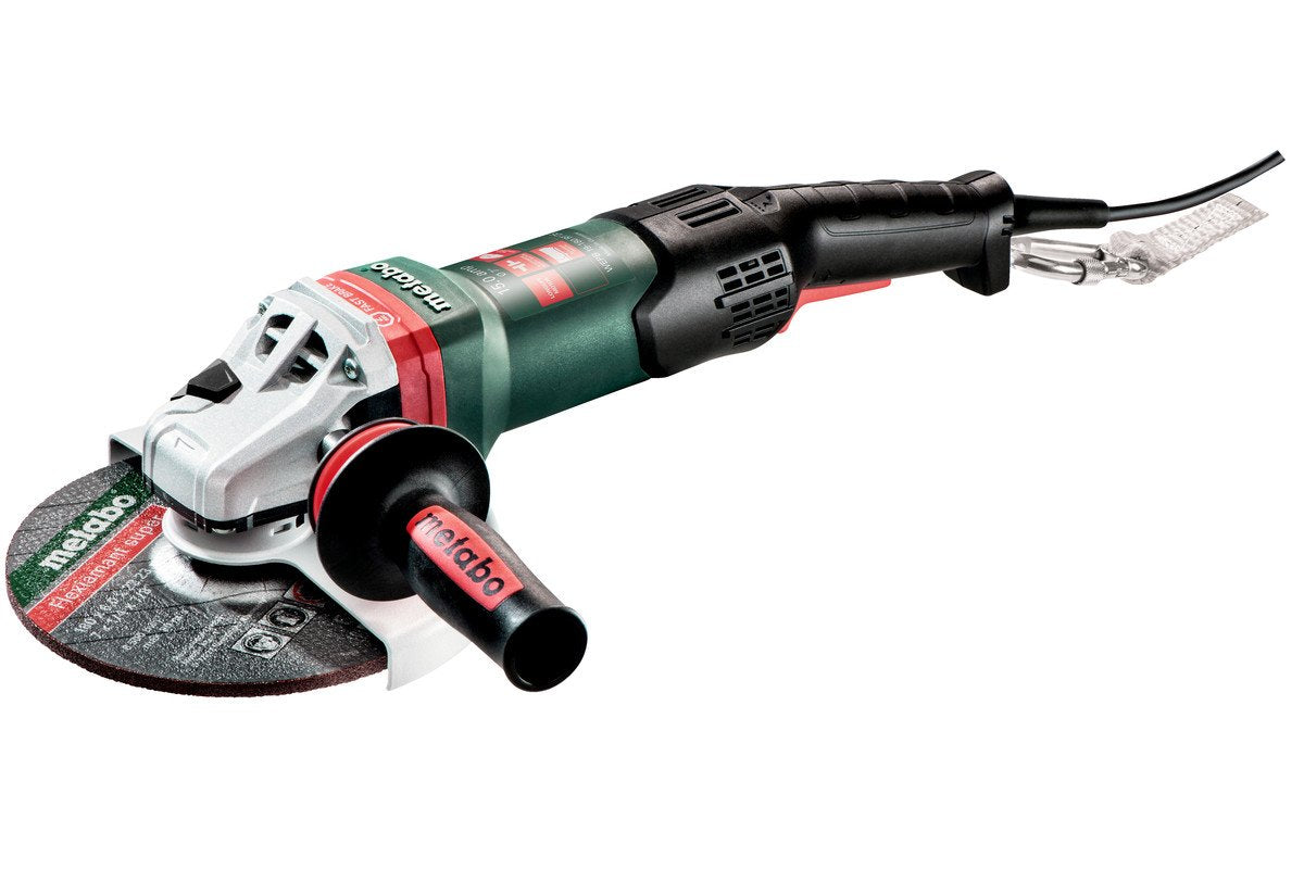 Metabo 7-Inch Angle Grinder, 8,200 RPM, 15 Amp w/Electronics, Non-Lock Paddle Switch, Rat Tail, Safety Clutch, Brake, M-Brush Tech, Made in Germany, WEPB 19-180 RT DS, 601096420, Green