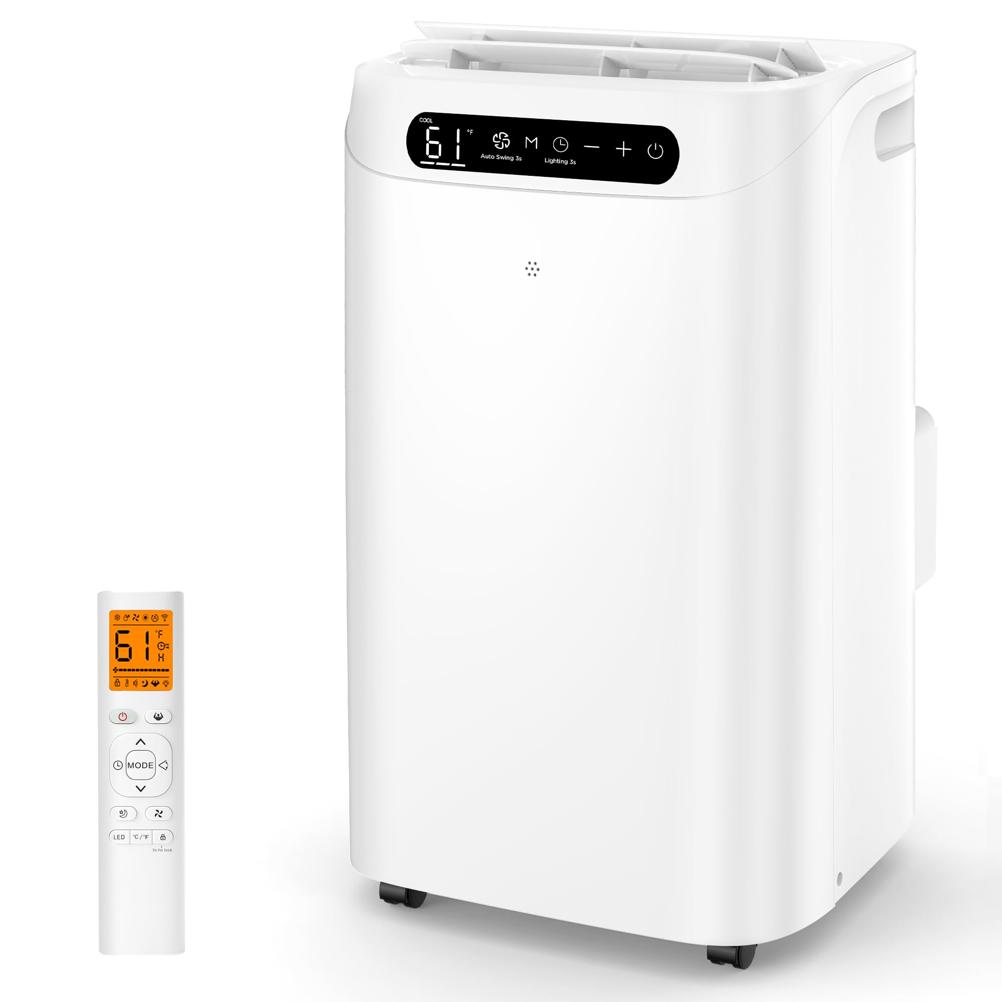Humhold Portable Air Conditioners 14000Btu with Remote Control, 3-in-1 Free Stand Smart Cooling AC Unit with Dehumidifier, Fan, Cools Room up to 700 sq.ft, Auto Swing,24H Timer, Windows Kit Included