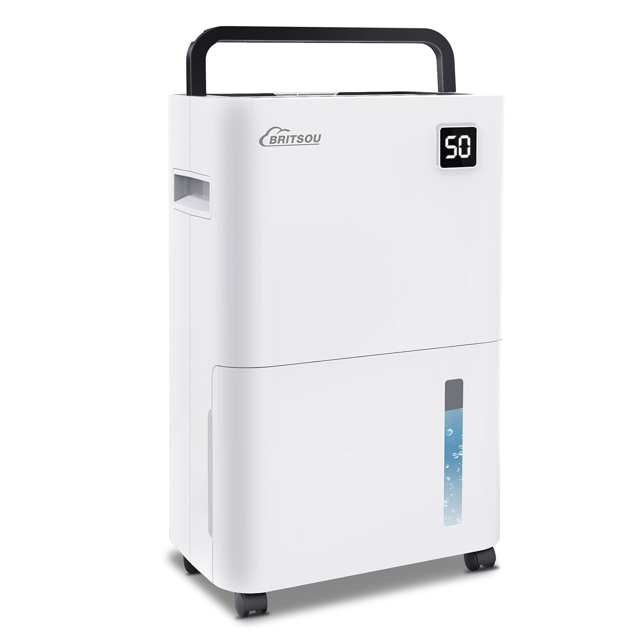 Britsou 3500 Sq.Ft Dehumidifier for Basement with Drain Hose, 50 Pint Dehumidifiers for Home, Intelligent Humidity Control with 24 Hour Timer - Protable Dehumidifier for Bedroom with Quiet Operation