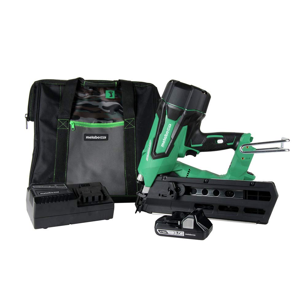 Metabo HPT Cordless Framing Nailer Kit, 18V, Brushless Motor, 2" Up To 3-1/2" Framing Nails, Compact 3.0 Ah Lithium Ion Battery, Lifetime Tool Warranty (NR1890DRS)