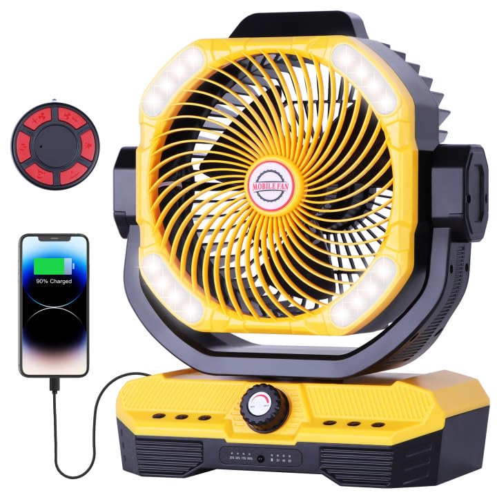 WESTTREE Battery Powered Fan Powerful Airflow Battery Operated Fan Air Circulator Fan for Bedroom,Quiet & 360°Auto Oscillating Fan Rechargeable Fan Camping Fan with LED Light (RGBW)