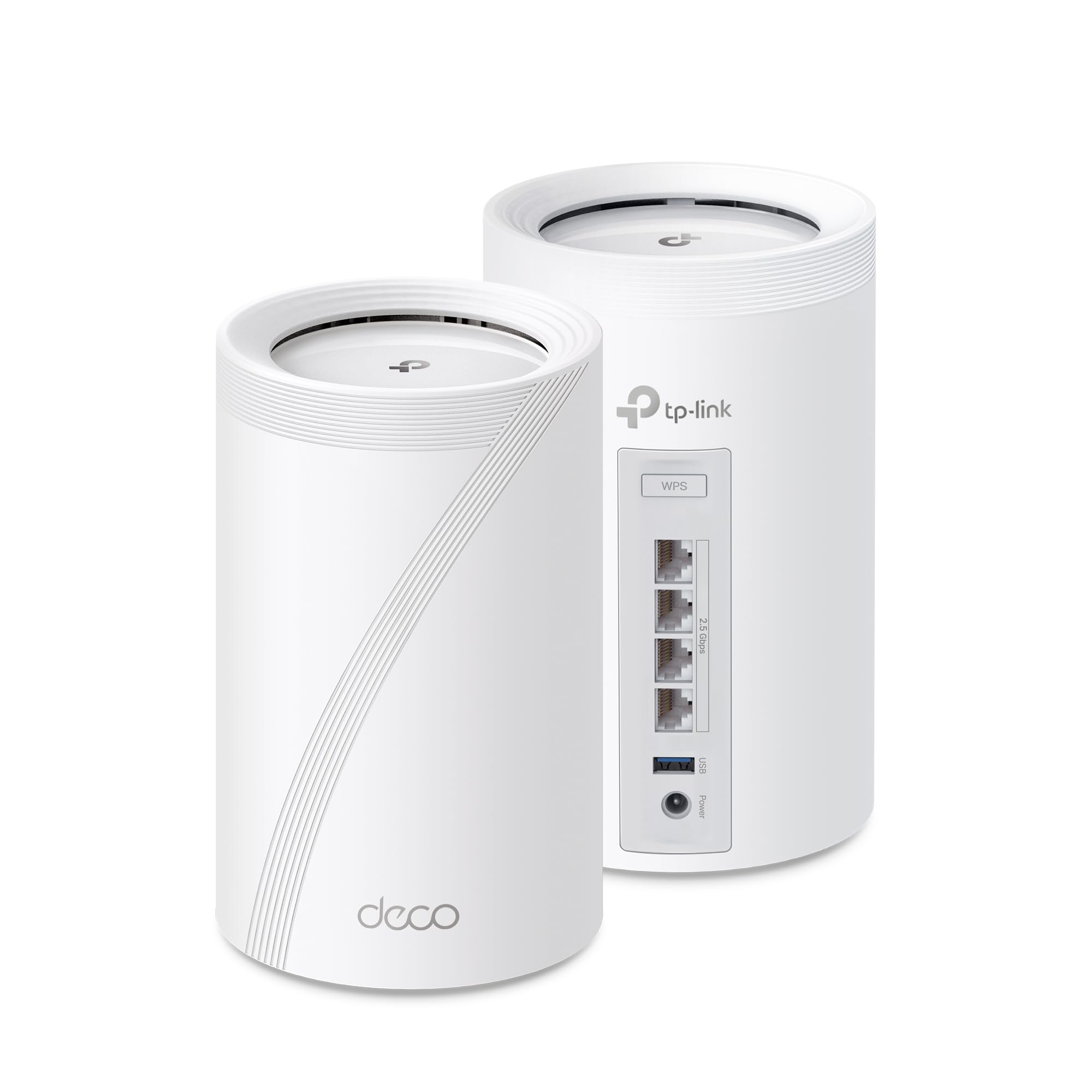 TP-Link Tri-Band WiFi 7 BE10000 Whole Home Mesh System (Deco BE63) - 6-Stream 10 Gbps, 4X 2.5G Ports Wired Backhaul, 4X Smart Internal Antennas, VPN, AI-Roaming, MU-MIMO, HomeShield (2-Pack)