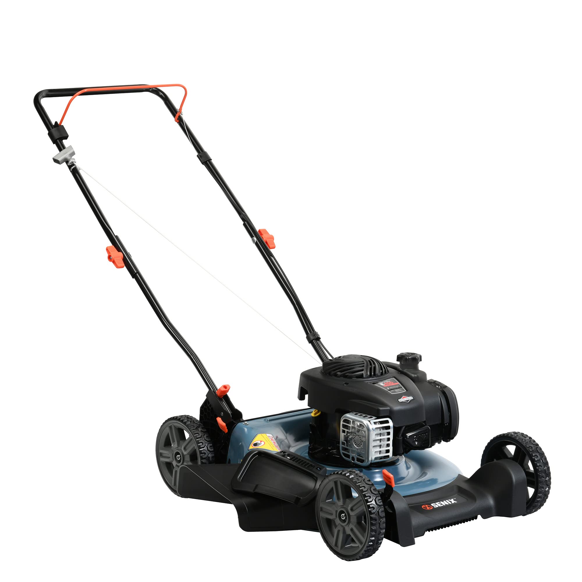 SENIX LSPG-M3 21-Inch Gas Push Lawn Mower with 125 cc 4-Cycle Briggs & Stratton Engine, Mulching and Side Discharge, 6-Position Dual Lever Height Adjustment