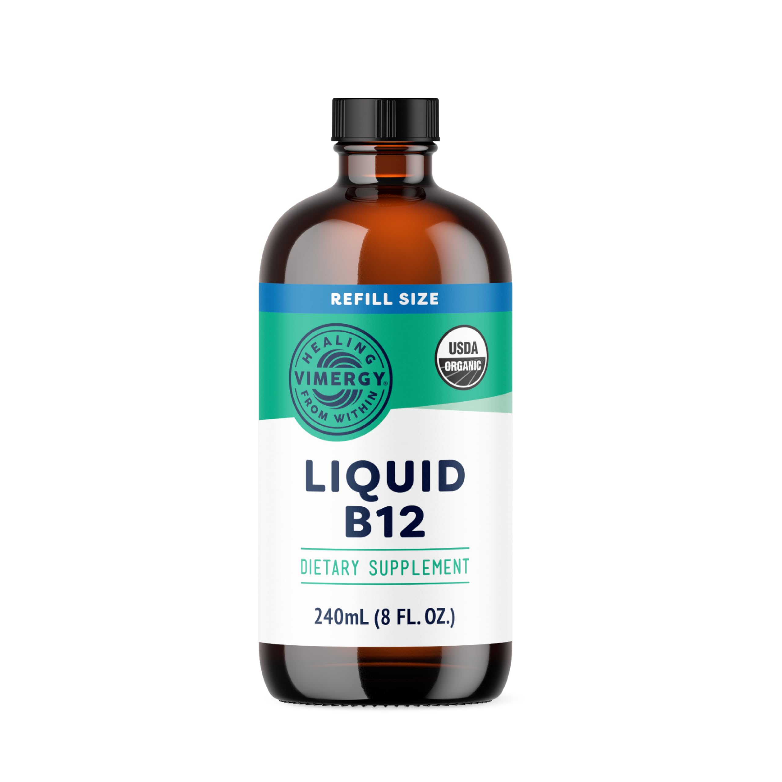 Vimergy Liquid B12 Refill – Fast-Absorbing Brain Support – Energy Support Supplement – USDA Certified Organic, Vegan, Non-GMO – 240 Servings (240 mL)