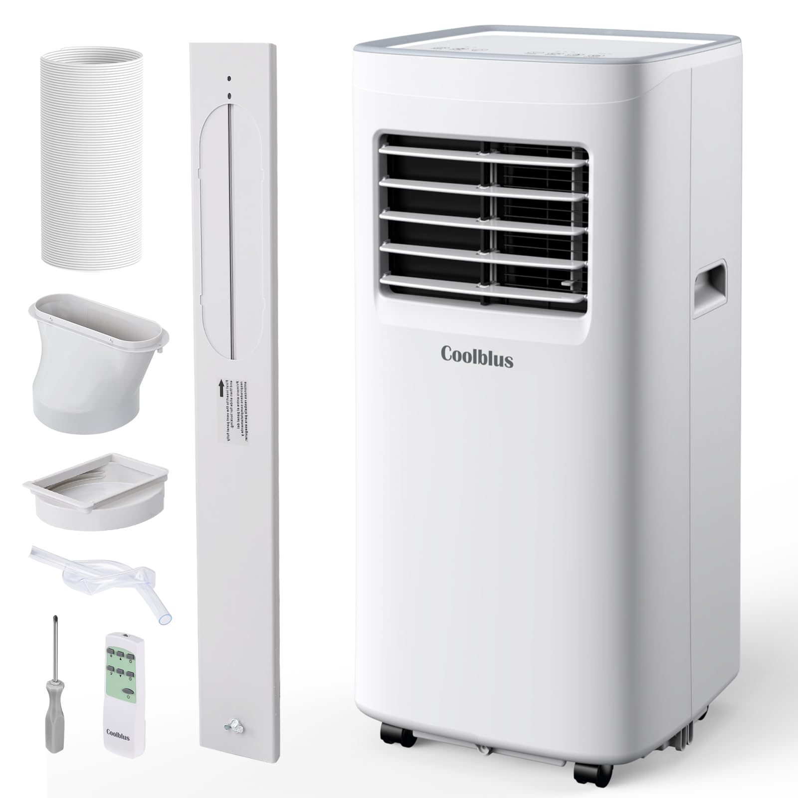 Coolblus 8500 BTU Portable Air Conditioners Cool Up to 360 Sq.Ft,3 IN 1 portable ac unit with Remote Control/LED Display/24Hrs Timer/Window Installation Kit & Screwdriver,White