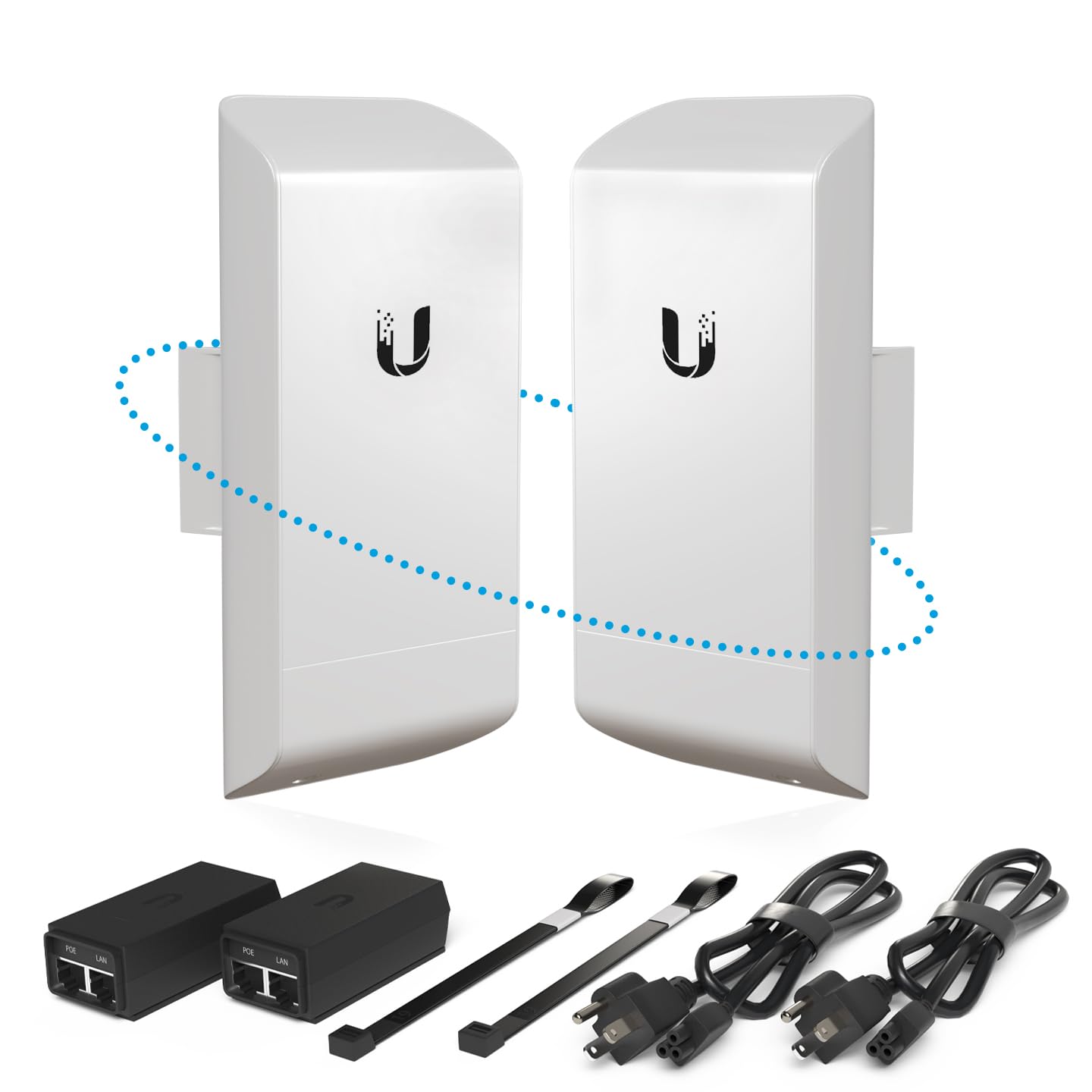 Wireless Bridge LOCOM5 Pre-Configured Bundle of 2, Point to Point Wi-Fi Bridge Outdoor, Plug and Play 150+ Mbps, 5 GHz, 15+ km Link Range (2 Pack)