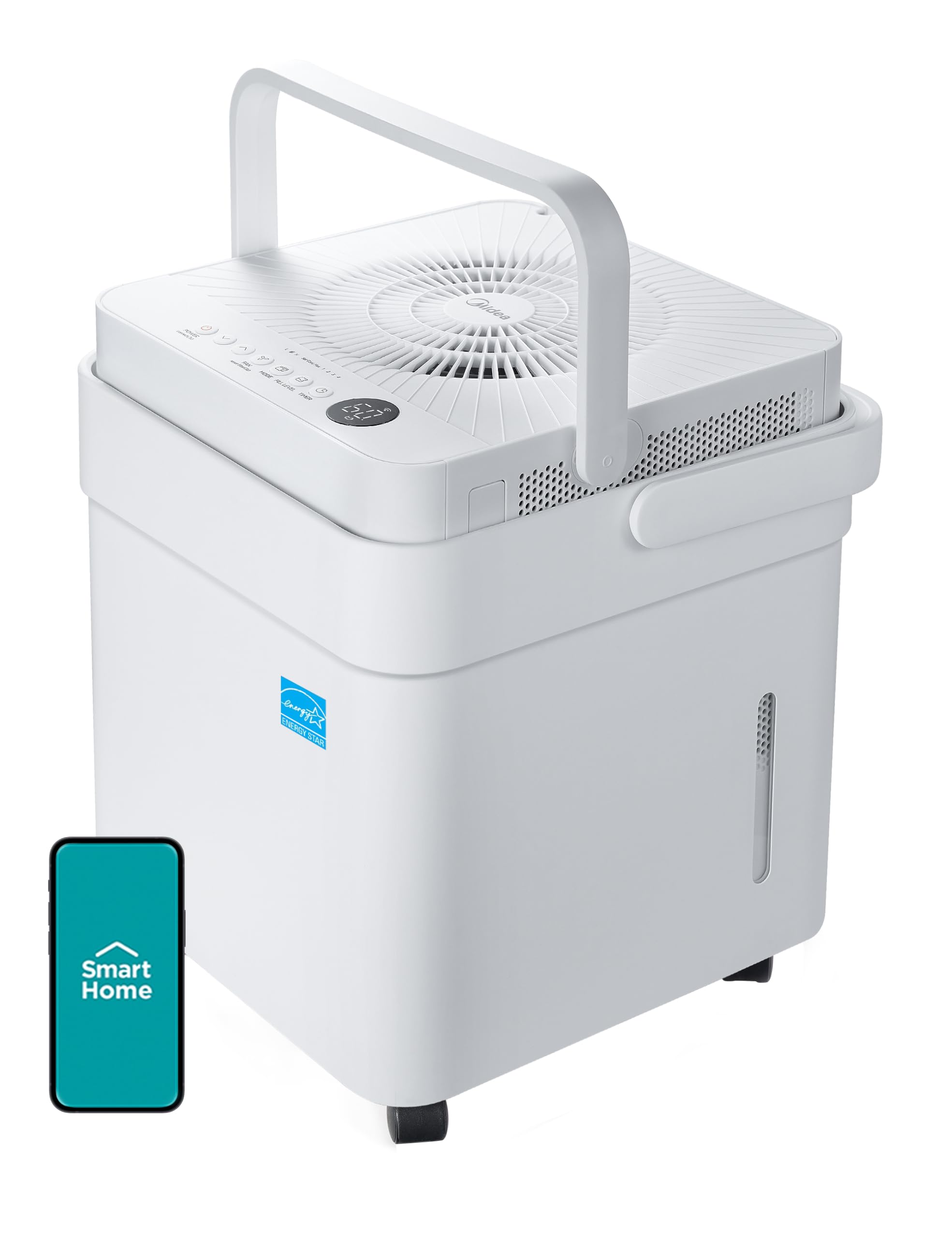 Midea Cube 50 Pint Dehumidifier for Basement and Rooms at Home for up to 4,500 Sq. Ft., Built-in Pump, Drain Hose Included, Smart Control, Works with Alexa (White), ENERGY STAR Most Efficient 2023