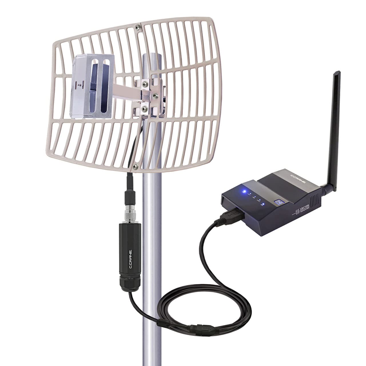 C. Crane CC Vector Extended Long Range WiFi Receiver System - Works with All Devices - Receives Distant WiFi and Repeats to All WiFi Devices in a New Location 2.4GHz