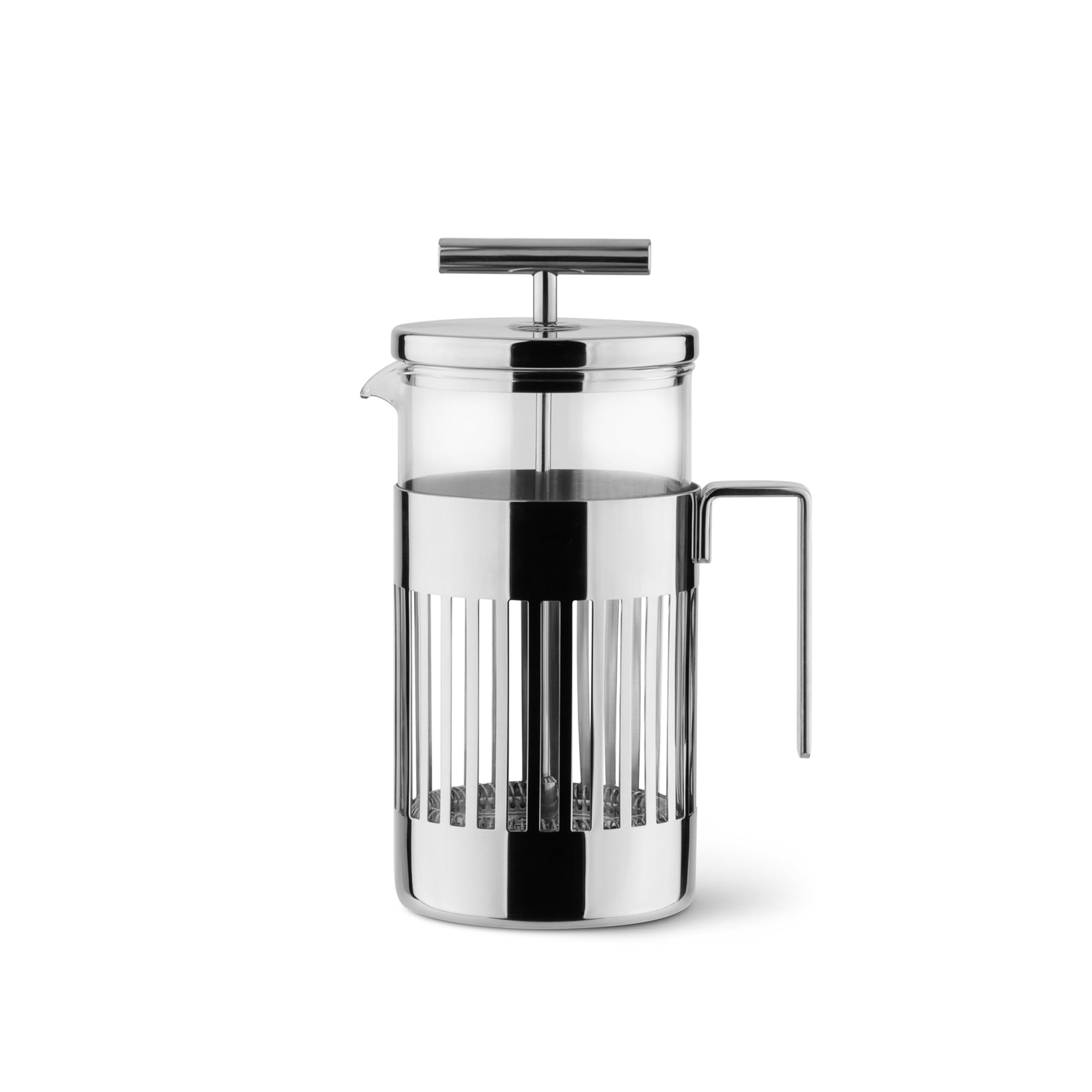 Alessi 9094/8 - Design Press Filter Coffee Maker, 18/10 Stainless Steel, Mirror Polished and Glass, 8 Cups,Silver