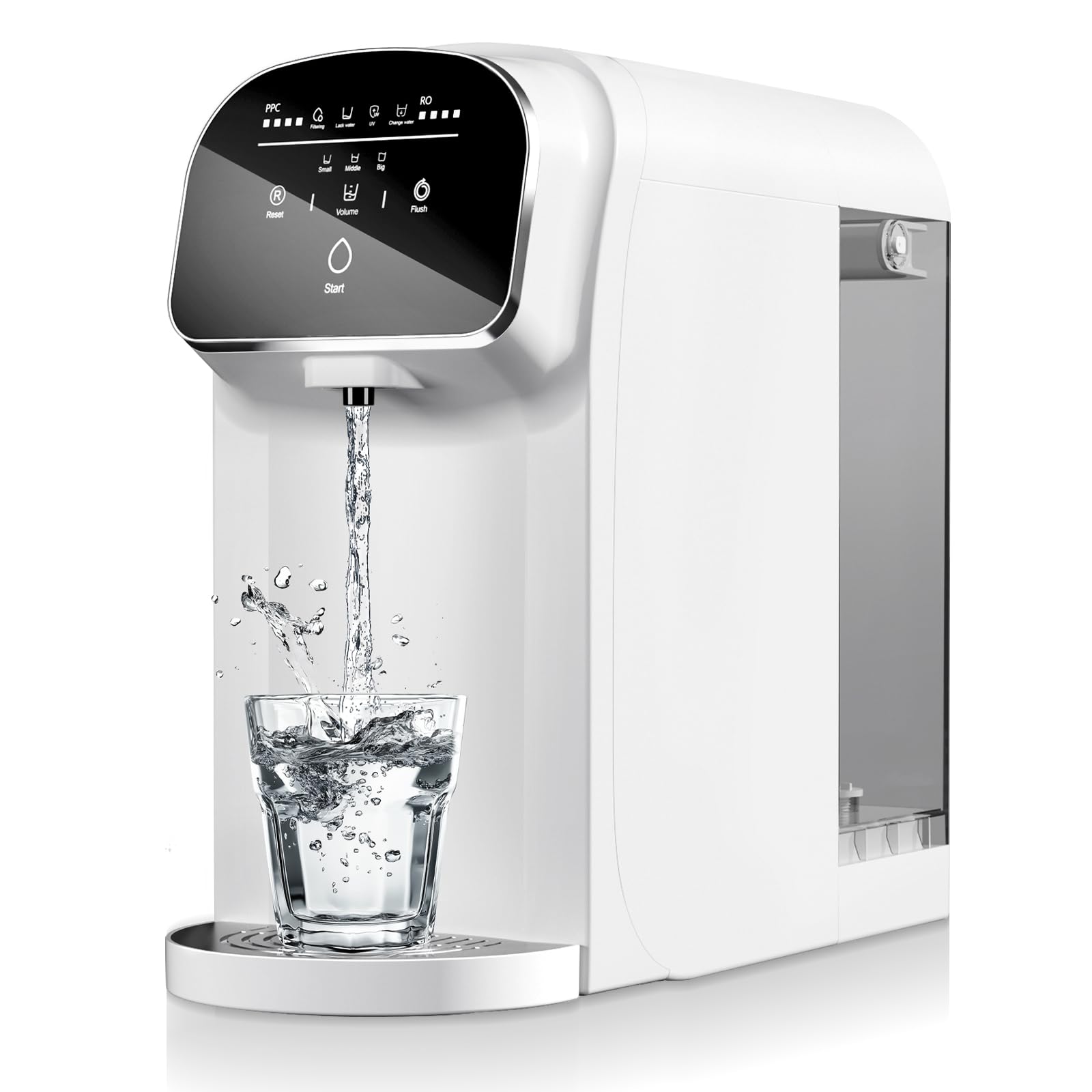 Countertop Reverse Osmosis System Water Filter with UV, 5:1 Pure to Drain, 5 Stage RO Water Filtration, Portable No Installation Water Filtration Systems, Countertop Filtration for Home, Off White
