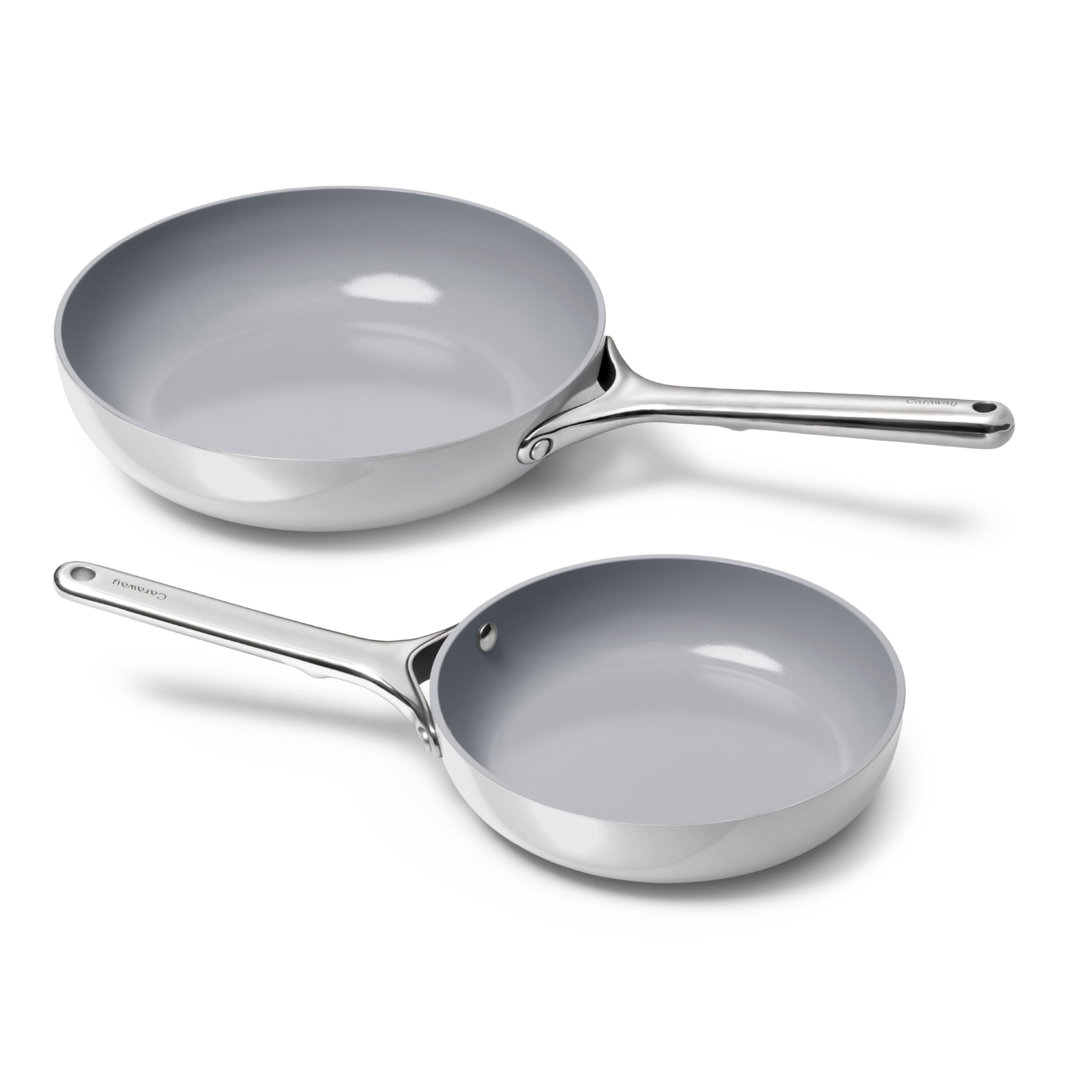 Caraway Fry Pan Duo - Nonstick Ceramic Frying Pan (8" & 10.5”) - Non Toxic, PTFE & PFOA Free - Oven Safe & Compatible with All Stovetops (Gas, Electric & Induction) - Gray
