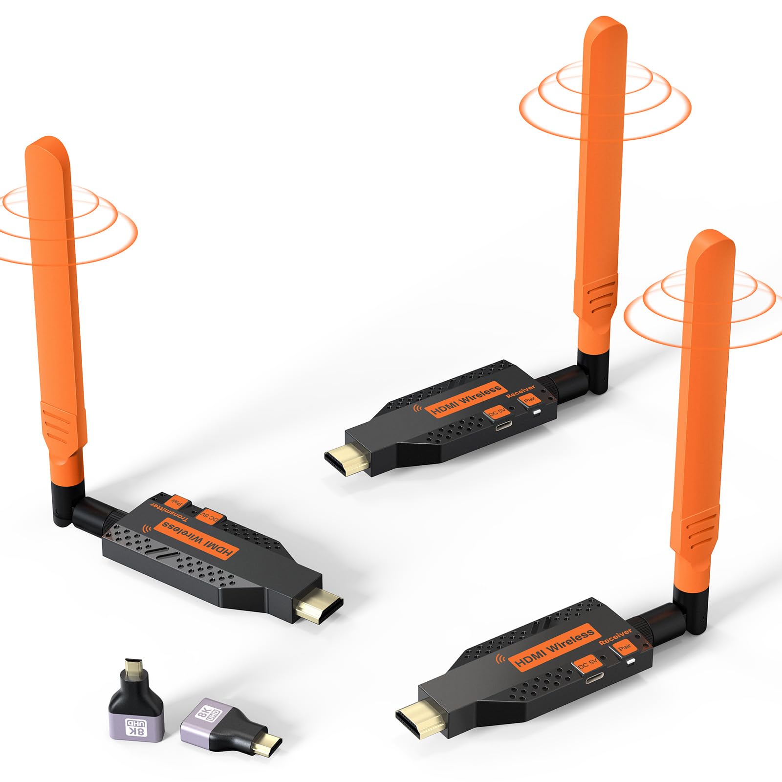Coolpie HDMI Transmitter with 2 Receivers, 4K 1080P Output, 2.4G/5G Plug & Play Wireless Extender for Streaming Video and Audio to Monitor from Laptop/PC/TV Box/Projector
