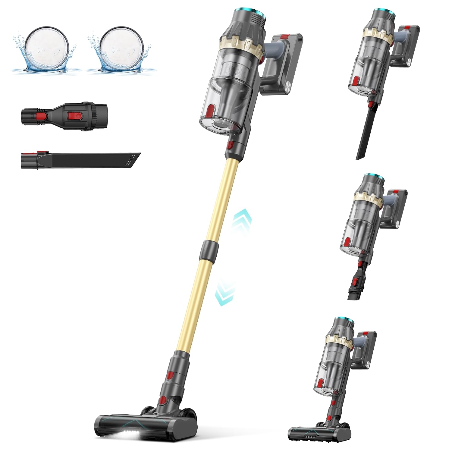 Linkifly Cordless Vacuum Cleaner, 550W/45Kpa Self-Standing Vacuum Cleaners for Home, up to 60 mins Run Time, Powerful Suction with Touch Screen, Stick Vauum Cleaner for Hardwood Floor