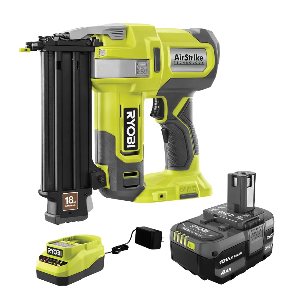 RYOBI ONE+ 18V 18-Gauge Cordless AirStrike Brad Nailer P321 with Battery and Charger (Bulk Packaged), P321Kit