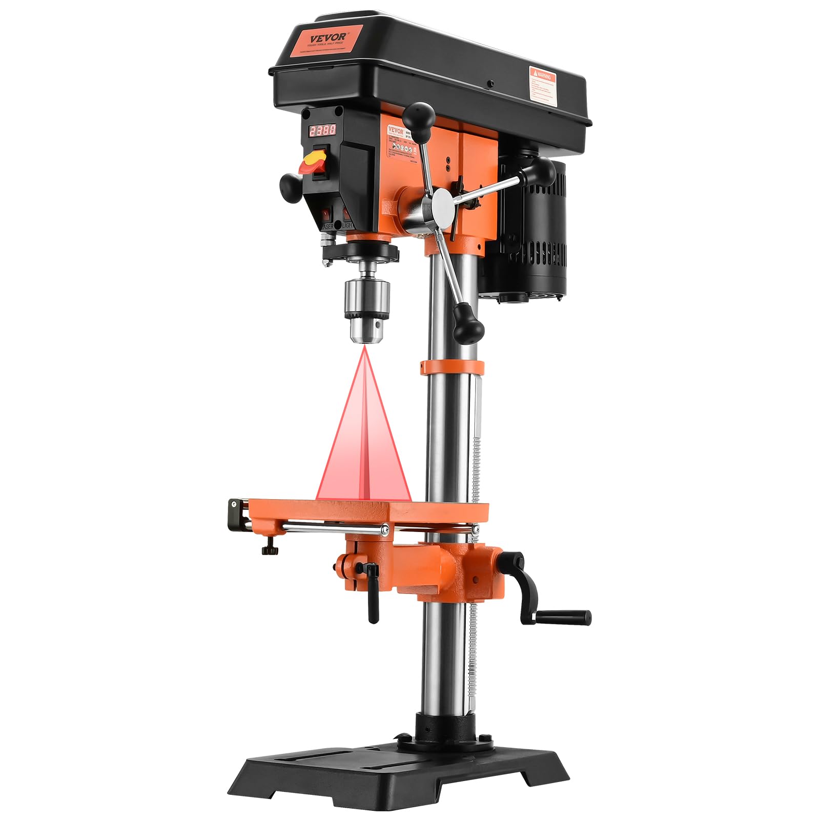 VEVOR 12 in Benchtop Drill Press, 5 Amp 120V, Variable Speed Cast Iron Bench Drill Press, 12 in Swing Distance 0-45° Tiltling Worktable with Laser Work Light, Tabletop Drilling Machine for Wood Metal