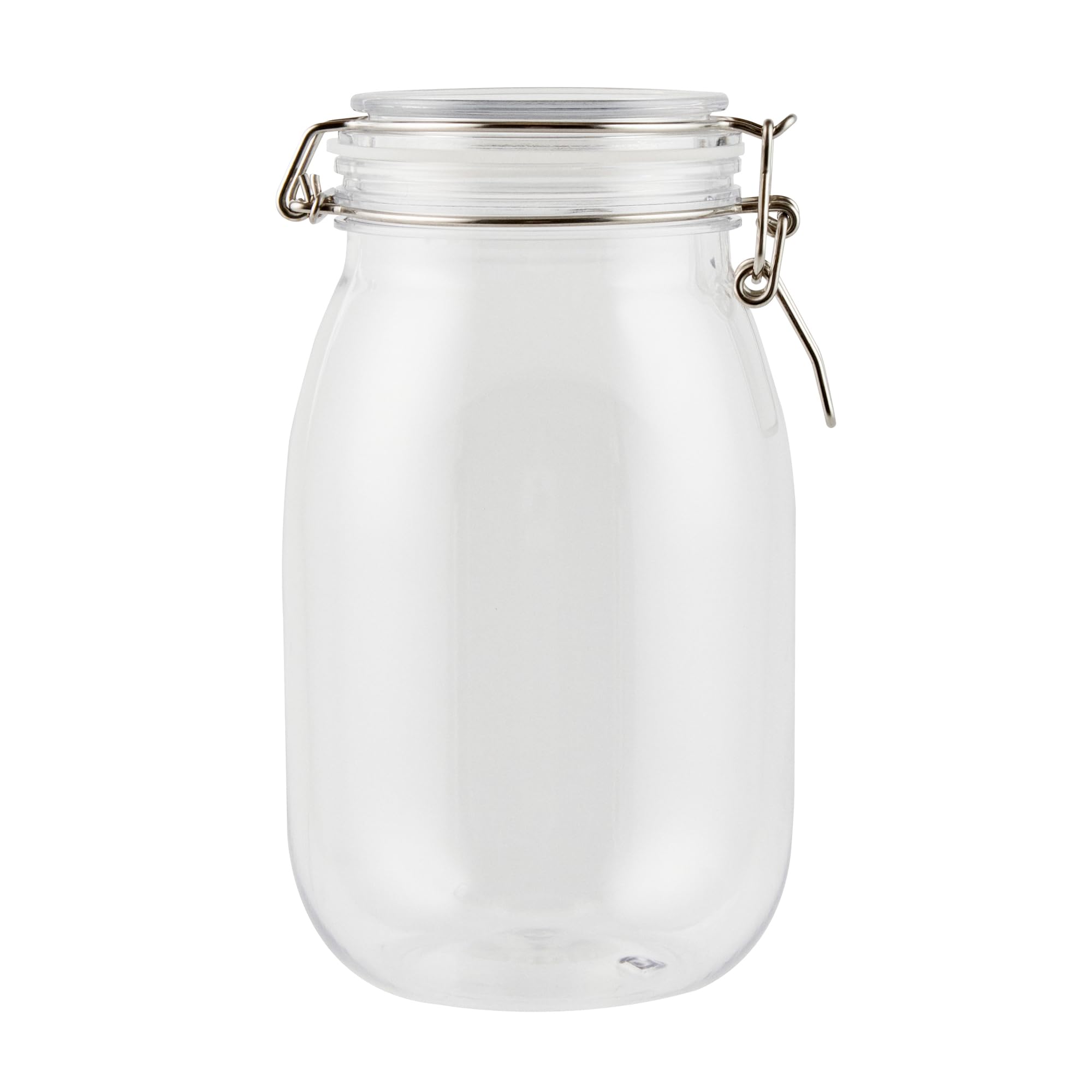 Restaurantware-Met Lux 56 Ounce Mason Jars, 20 Airtight Storage Jars With Lids - Rubber Gasket, Wide Mouth, Clear Plastic Round Canisters, Durable, For Kitchen And Pantry Storage Of Bulk Dry Food