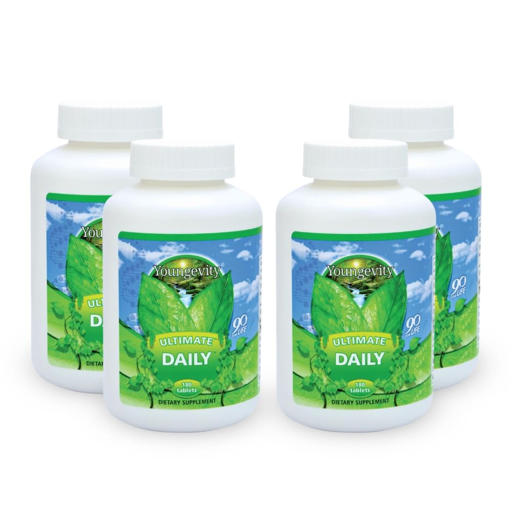 Youngevity Ultimate Daily Mega Multivitamin - 20+ Vitamins and Minerals w/ CoQ10 - Vitamins A, C, D, E, Zinc, Folate, Selenium, Calcium, Chromium, and More - High Absorption 180 Tablets (Pack of 4)