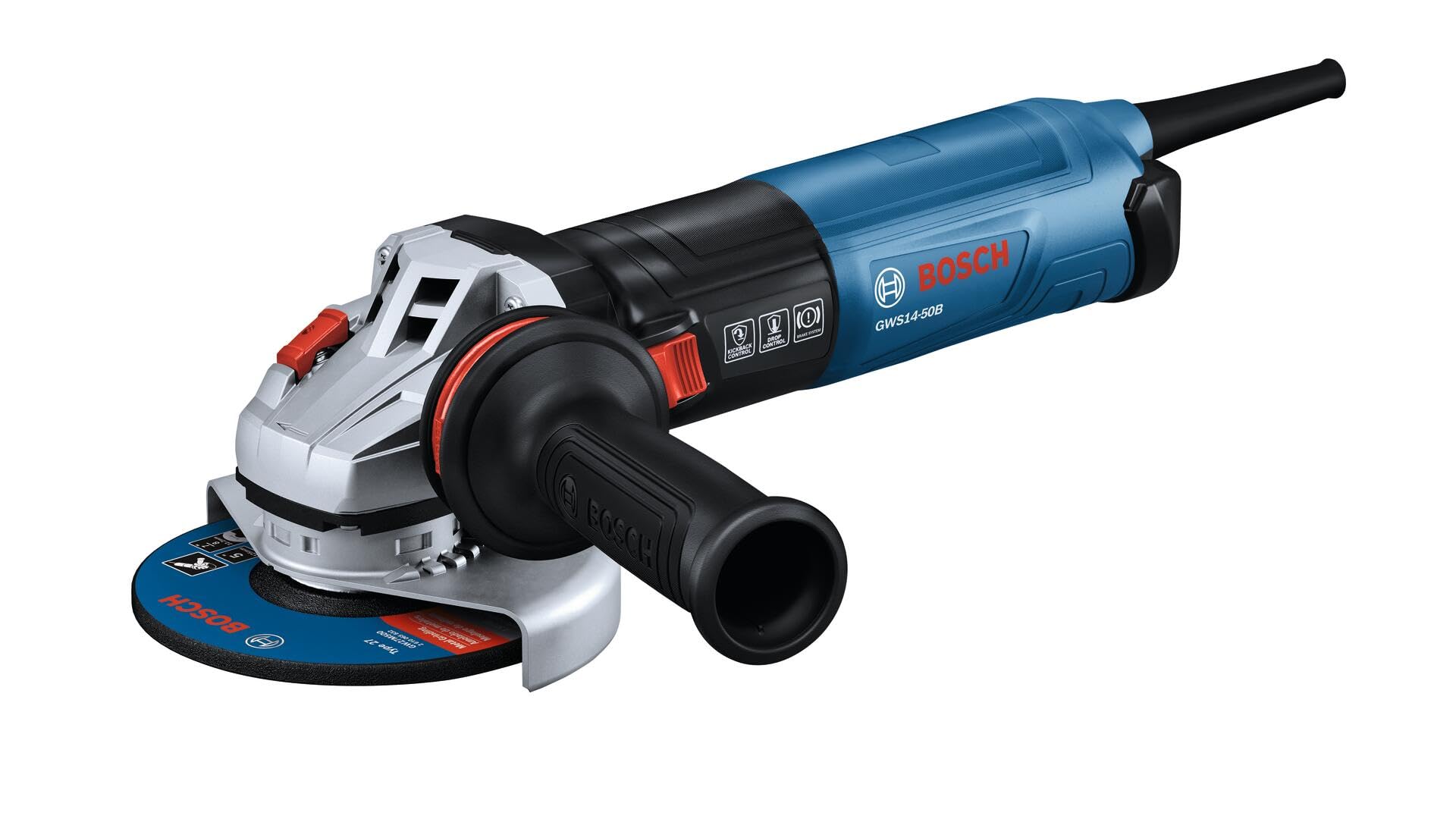 BOSCH GWS14-50B 5 In. Angle Grinder | Compact, Powerful Motor with Slide Switch and Brake for High Performance Grinding and Cutting Applications