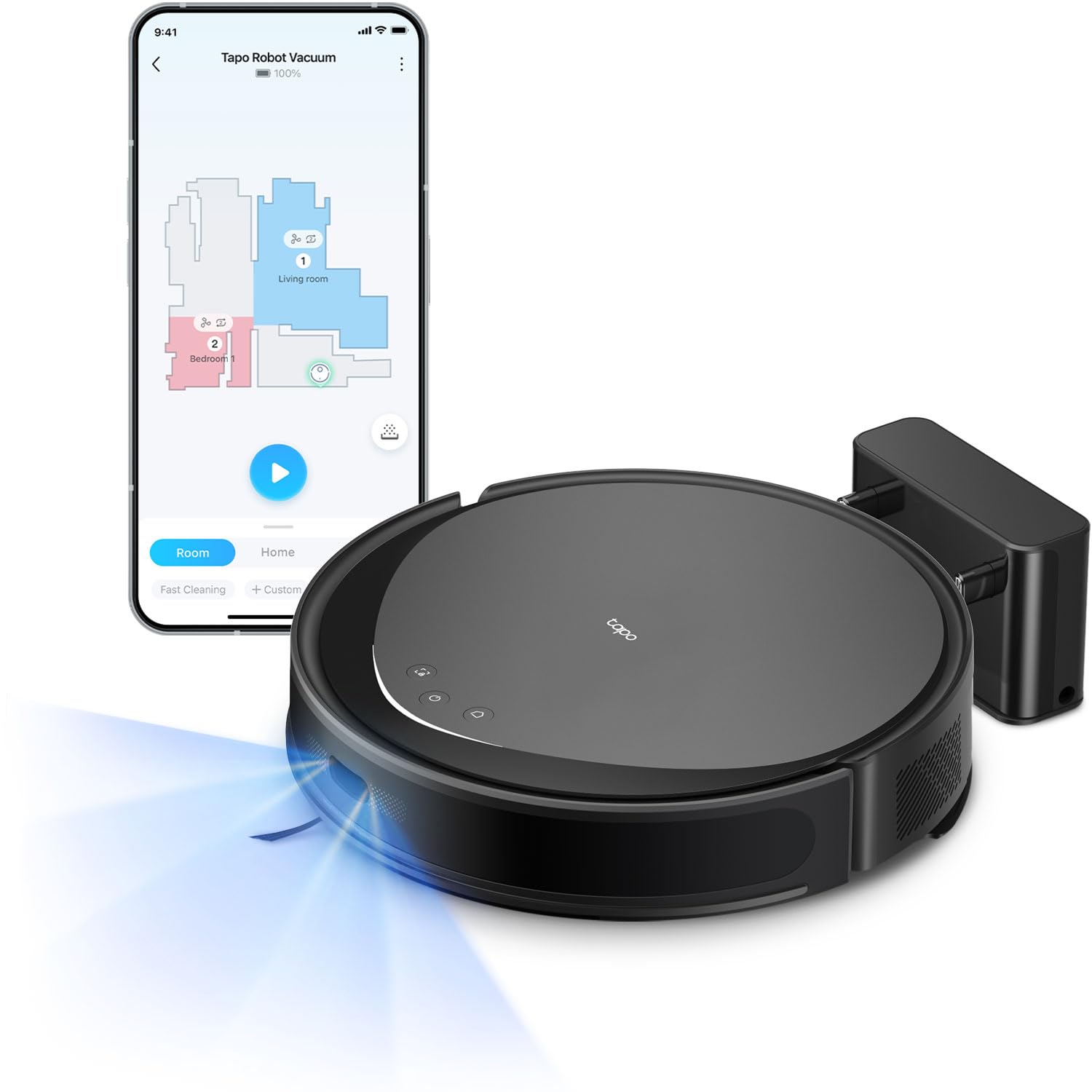 Tapo Ultra-Slim LiDAR Smart Navigation Robot Vacuum and Mop, 5300Pa Max, 97%+ Dust Pickup, Customizable Cleaning, Self-Charging, Works w/Alexa & Google Home, RV20 Max