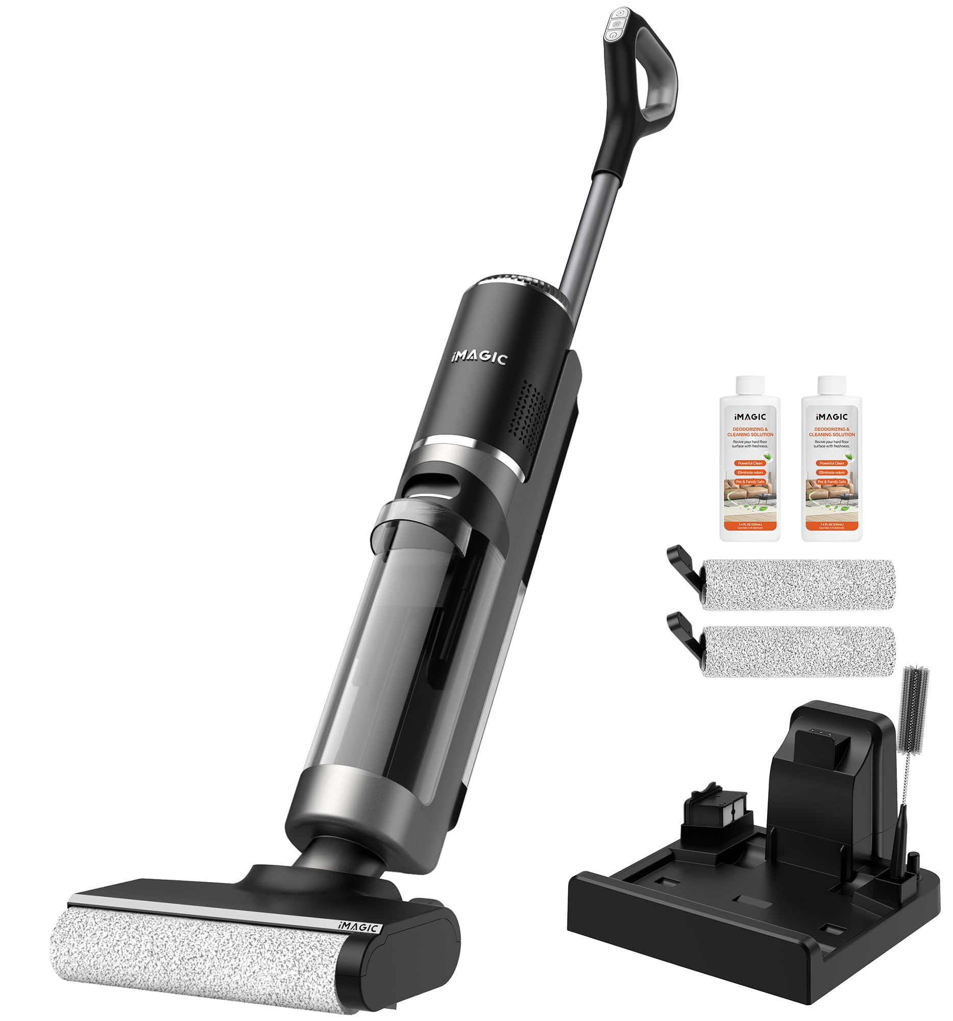 IMAGIC M3 Wet Dry Vacuum Cleaner, Cordless Vacuum Mop All in One for Hard Floors, Lightweight Floor Cleaner for Sticky Messes with Edge Cleaning, Self-Cleaning and Hot Air Drying, Grey