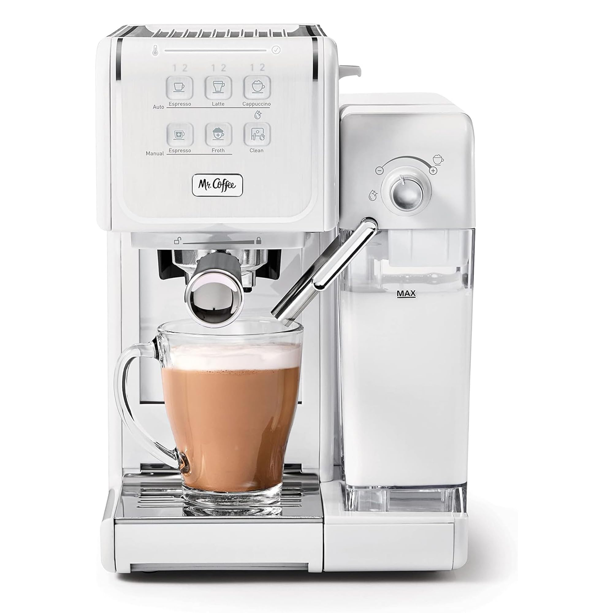 Mr. Coffee One-Touch CoffeeHouse - Espresso, Cappuccino, and Latte Maker, with Easy Serving Espresso (ESE) Pod compatibility - White
