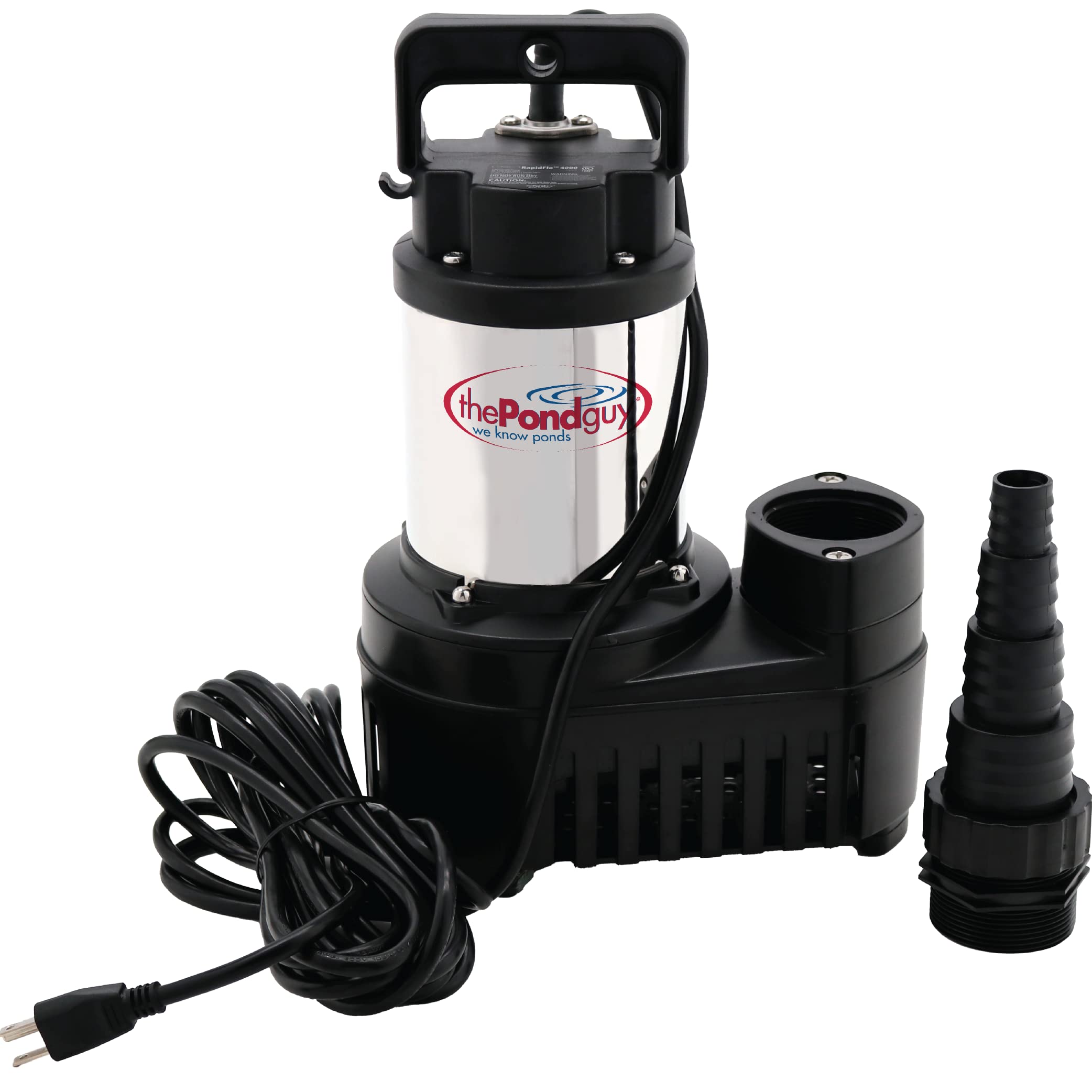 The Pond Guy RapidFlo Submersible Outdoor Water Pump, Perfect for Ponds, Waterfalls, Streams, Hydroponics & Pondless Features, Easy Install, Energy Saving, Quiet, Powerful Flow, Asynchronous, 4000 GPH