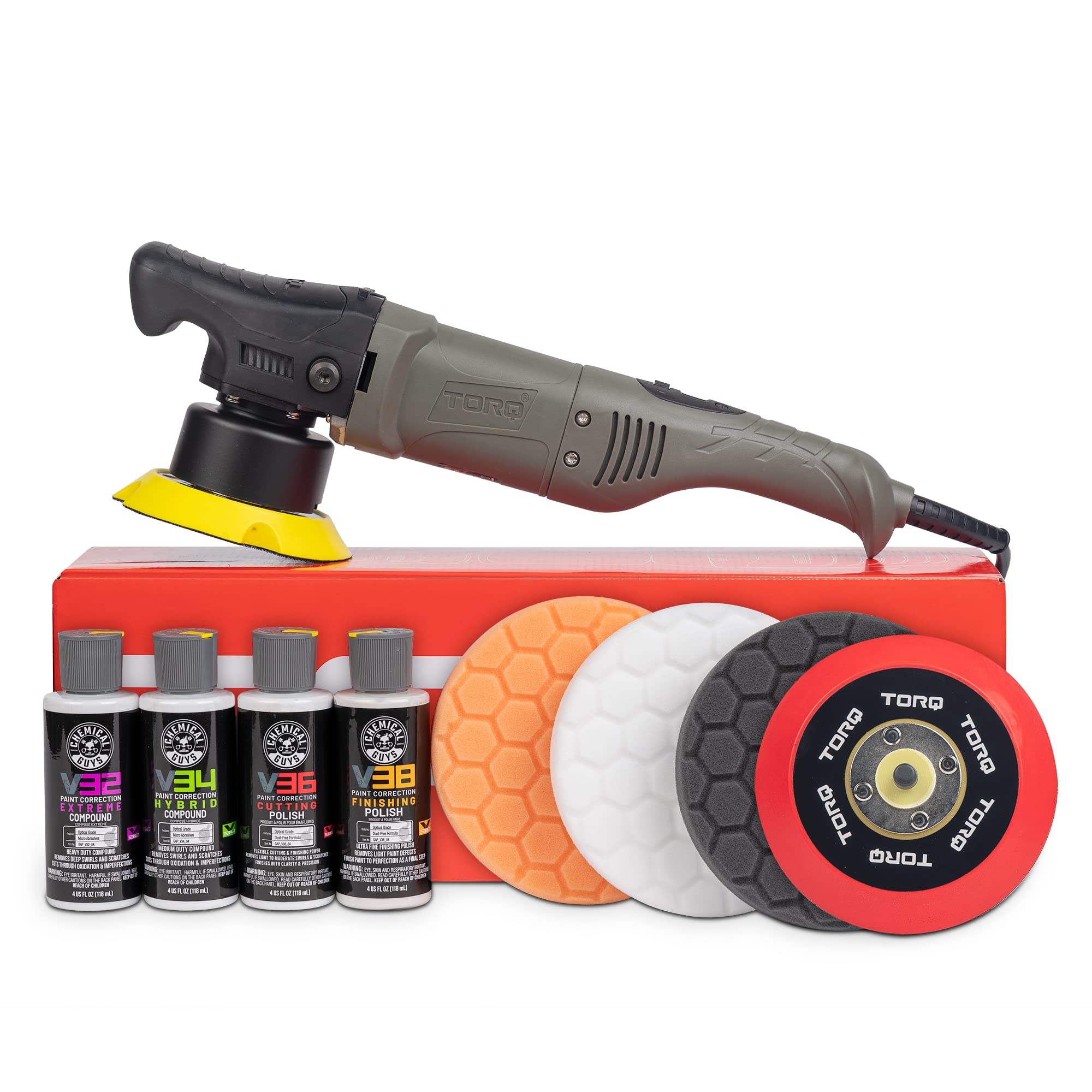 Chemical Guys BUF_501X 10FX Random Orbital Polisher, Pads, Polishes & Compounds Kit (Safe for Cars, Trucks, SUVs, & More) Digital Display, 700W, Orbit 8mm - 9 Items