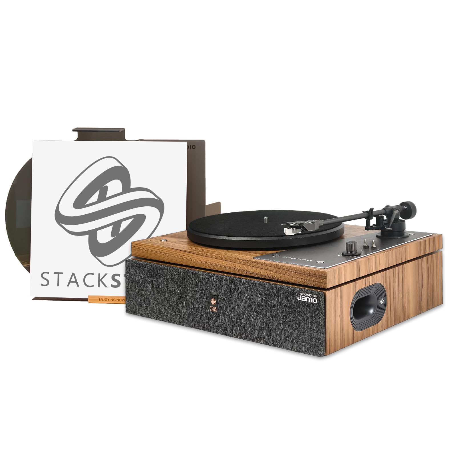 Stack Stone Record Player, Hi-Fi Vinyl Record Player with Enhanced Sound by Jamo, Built-in Speakers, Magnetic Cartridge, TI Amplifiers, Bluetooth (Input only), Anti Skate, Auto Off