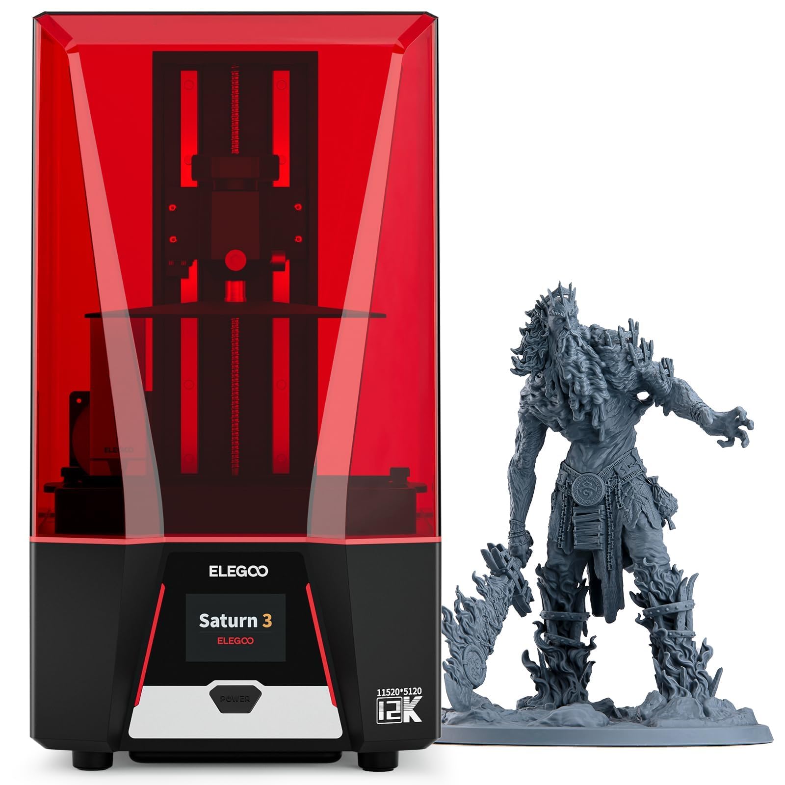ELEGOO Saturn 3 MSLA 12K 3D Printer, Desktop Resin 3D Printer with 10-Inch Monochrome LCD, Voxeldance Tango Slicer, Large Printing Size of 8.62x4.84x9.84 inches