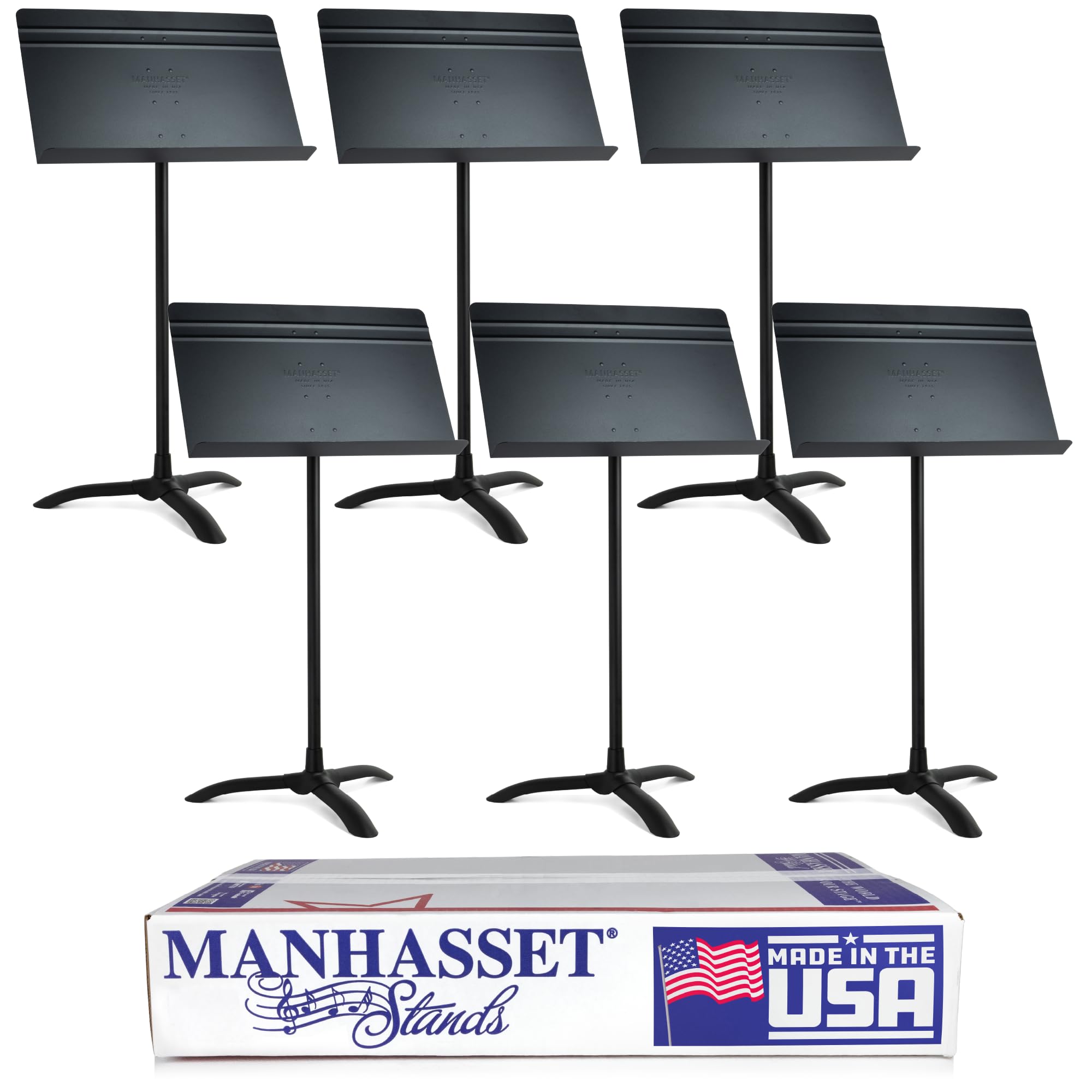 Manhasset Music Stand For Sheet Music - Bulk Pack of 6 Stands - 48 Symphony Model - Long Lasting, Durable Manhasset Stand - Adjustable Height - 20" by 12" - Made in the USA