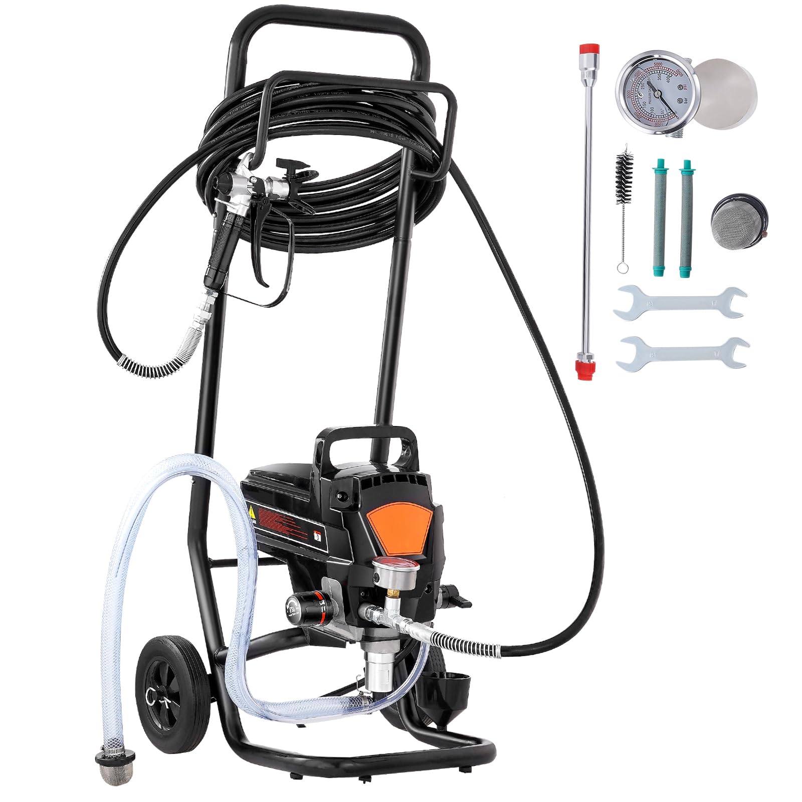 Happybuy 950W Stand Airless Paint Sprayer, 3000PSI High Efficiency Electric Sprayer with Cart, Ideal for Home Interior and Exterior, Fine and Even Finish