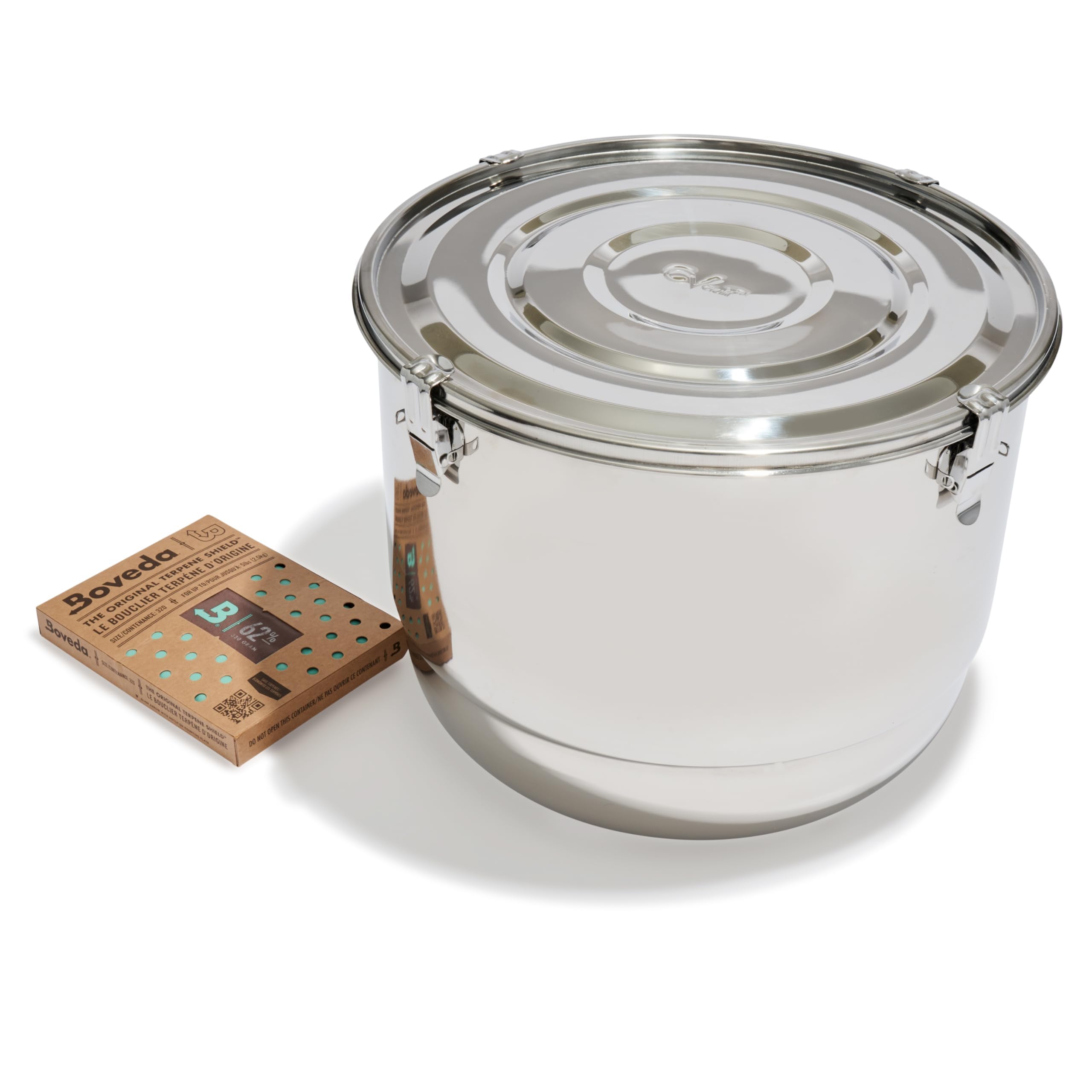 CVAULT by Boveda | 21-Liter Container | Smell-Proof, Air Tight & Light Resistant | Food Grade Stainless Steel | Includes 62% RH Boveda