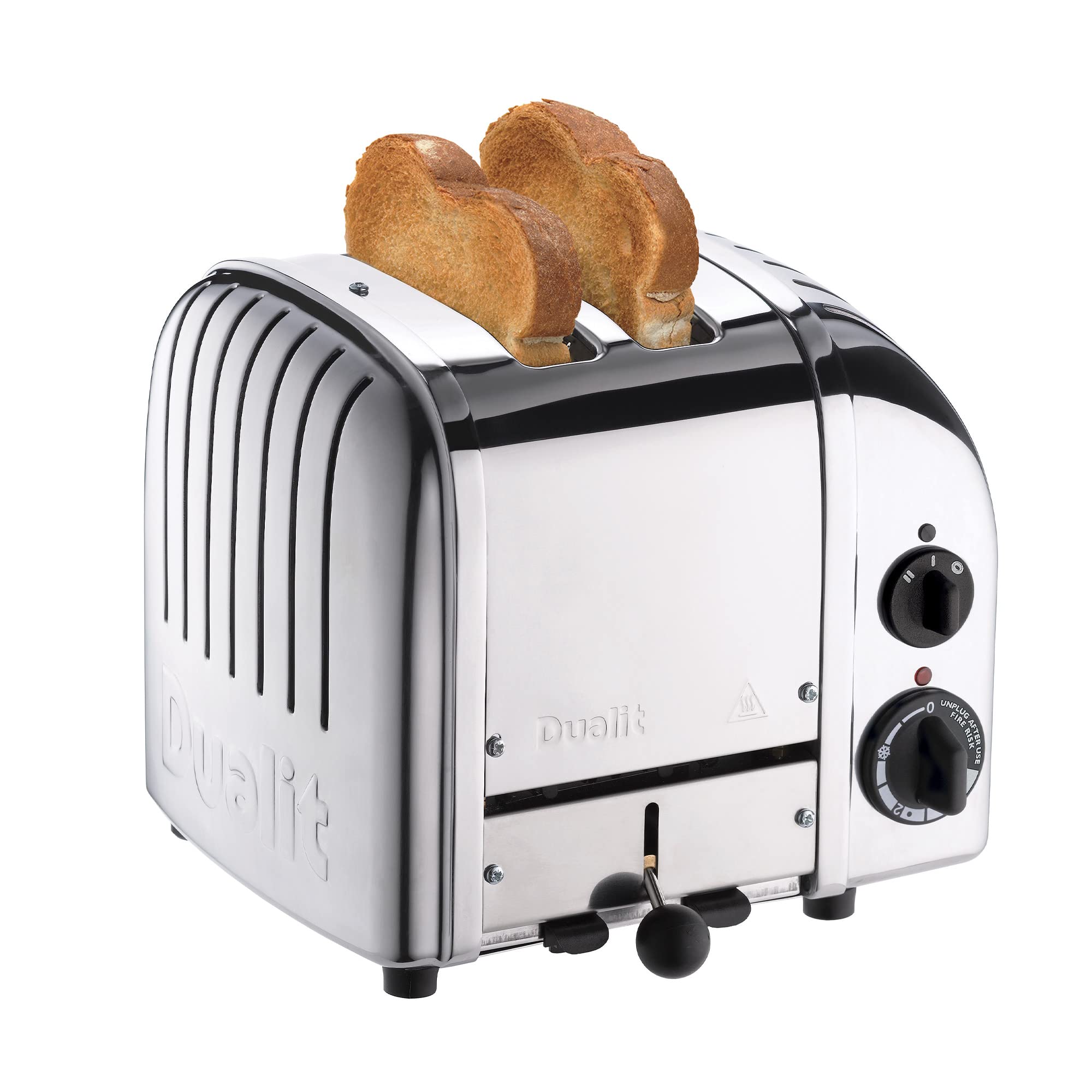 Dualit Classic 2 Slice NewGen Toaster - Stainless Steel - Hand Built in the UK - Replaceable ProHeat elements - Defrost Bread - Mechanical Timer - Polished Classic Toaster
